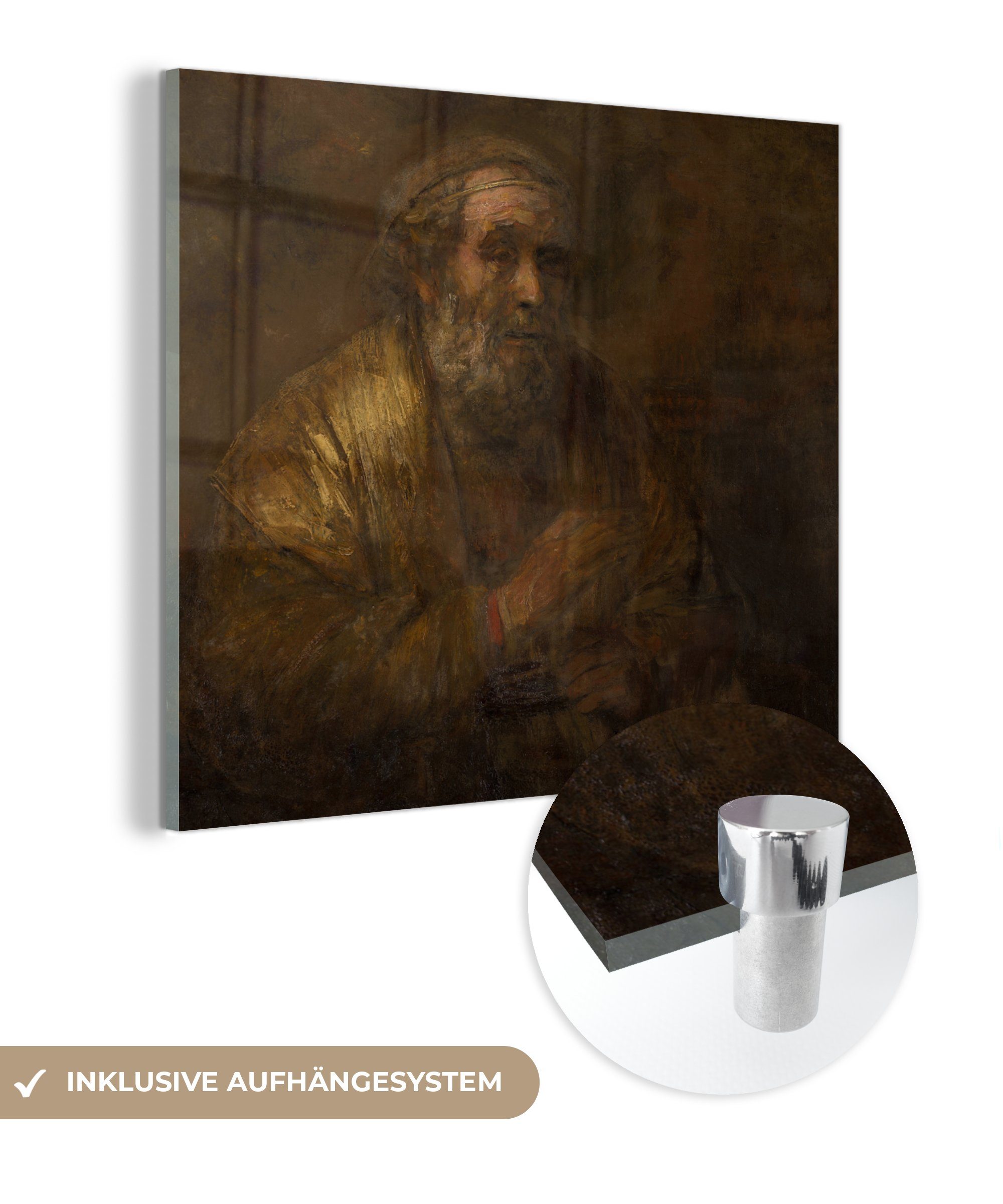 MuchoWow Acrylglasbild Homer - Rembrandt van Rijn, (1 St), Glasbilder - Bilder auf Glas Wandbild - Foto auf Glas - Wanddekoration