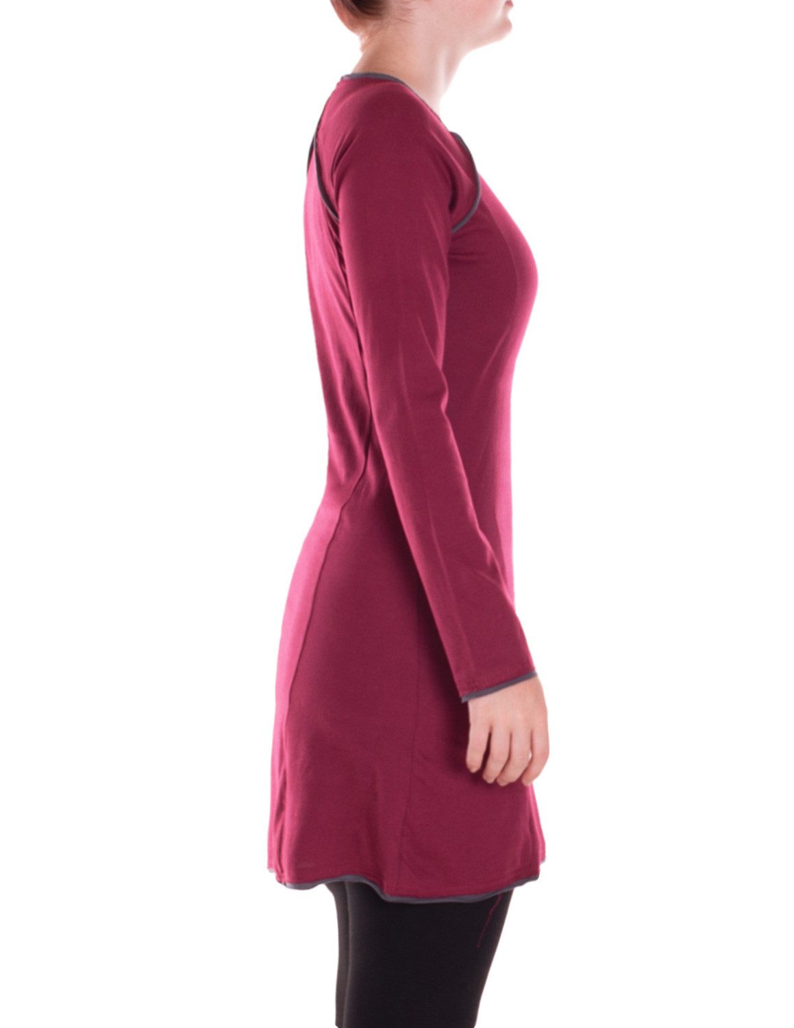 Vishes A-Linien-Kleid Damen Kleid Baumwolle Casual Rundhalsausschnitt langarm einfarbig Alternative Bekleidung, Ethno, Hippie, Retro Style