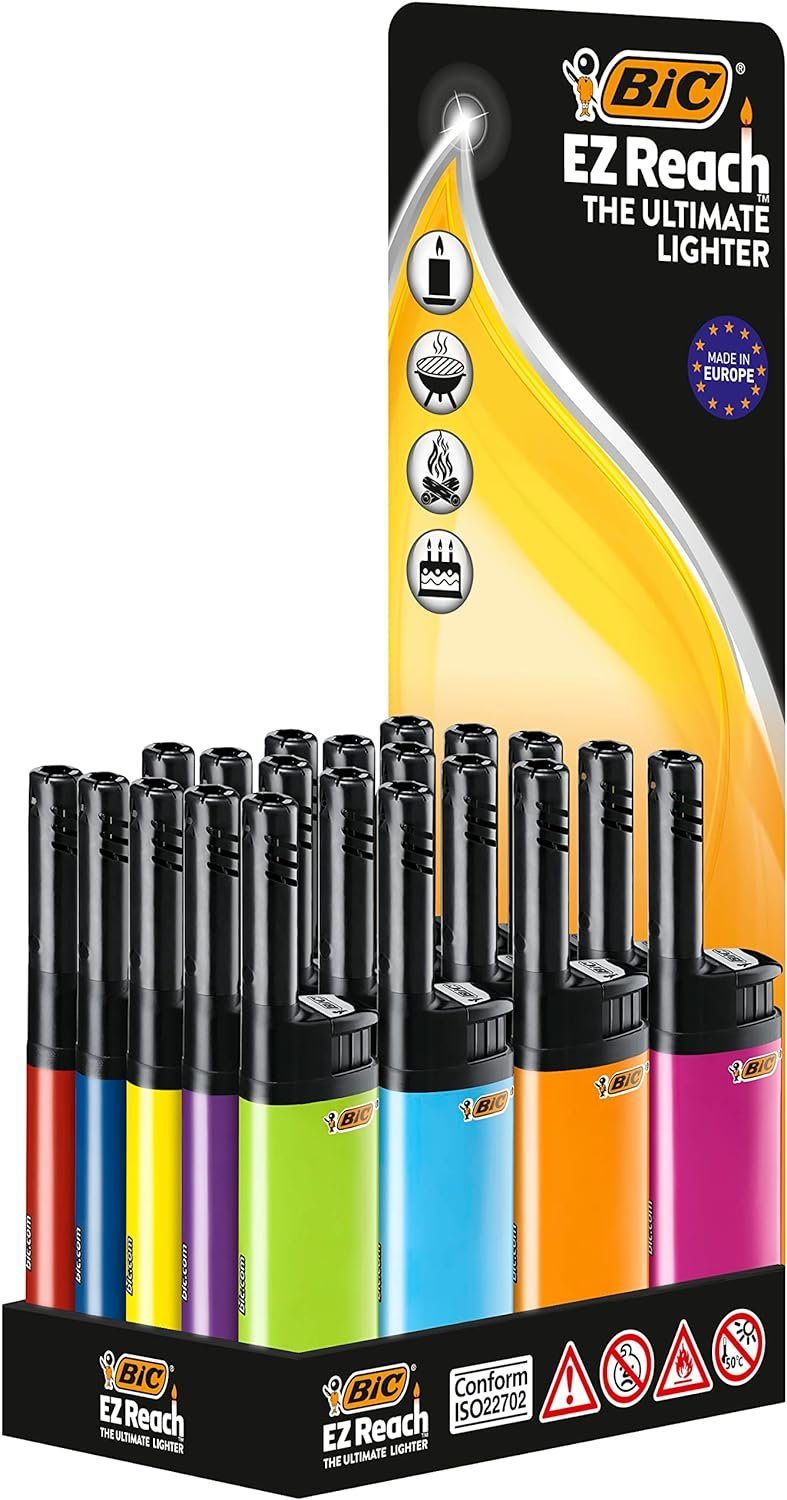BIC Einwegrasierer BIC EZ Reach Stabfeuerzeug J38, „Das ultimative Feuerzeug“ - 20 Stück, 20-tlg.