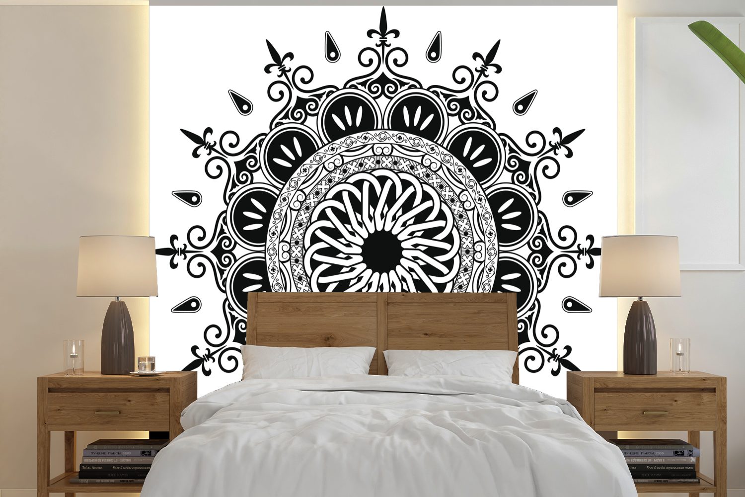 MuchoWow Fototapete Mandala mit gotischen Ornamenten, Matt, bedruckt, (5 St), Vinyl Tapete für Wohnzimmer oder Schlafzimmer, Wandtapete