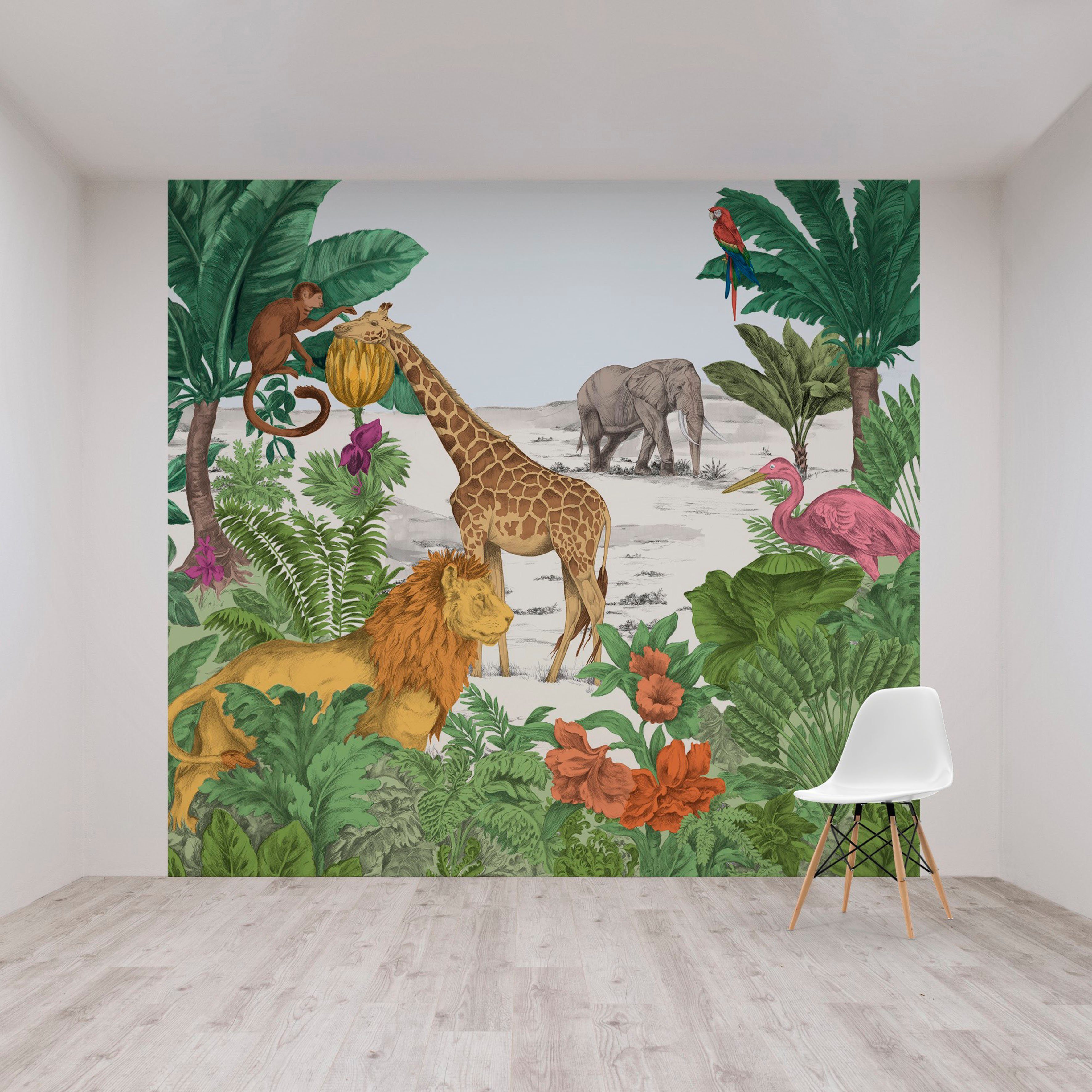 Wasserfarben - home Fototapete Mehrfarbig Dschungel, (1 the for Art - St), Wald, 300x280cm