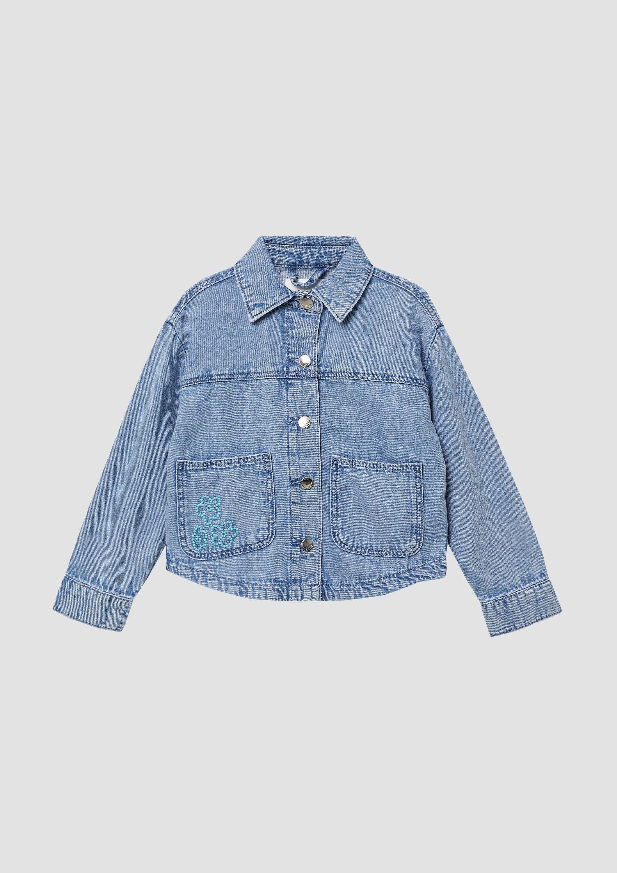 s.Oliver Funktionsjacke Indoor-Jacke Jeanshemd mit Used-Effekt und Stickerei