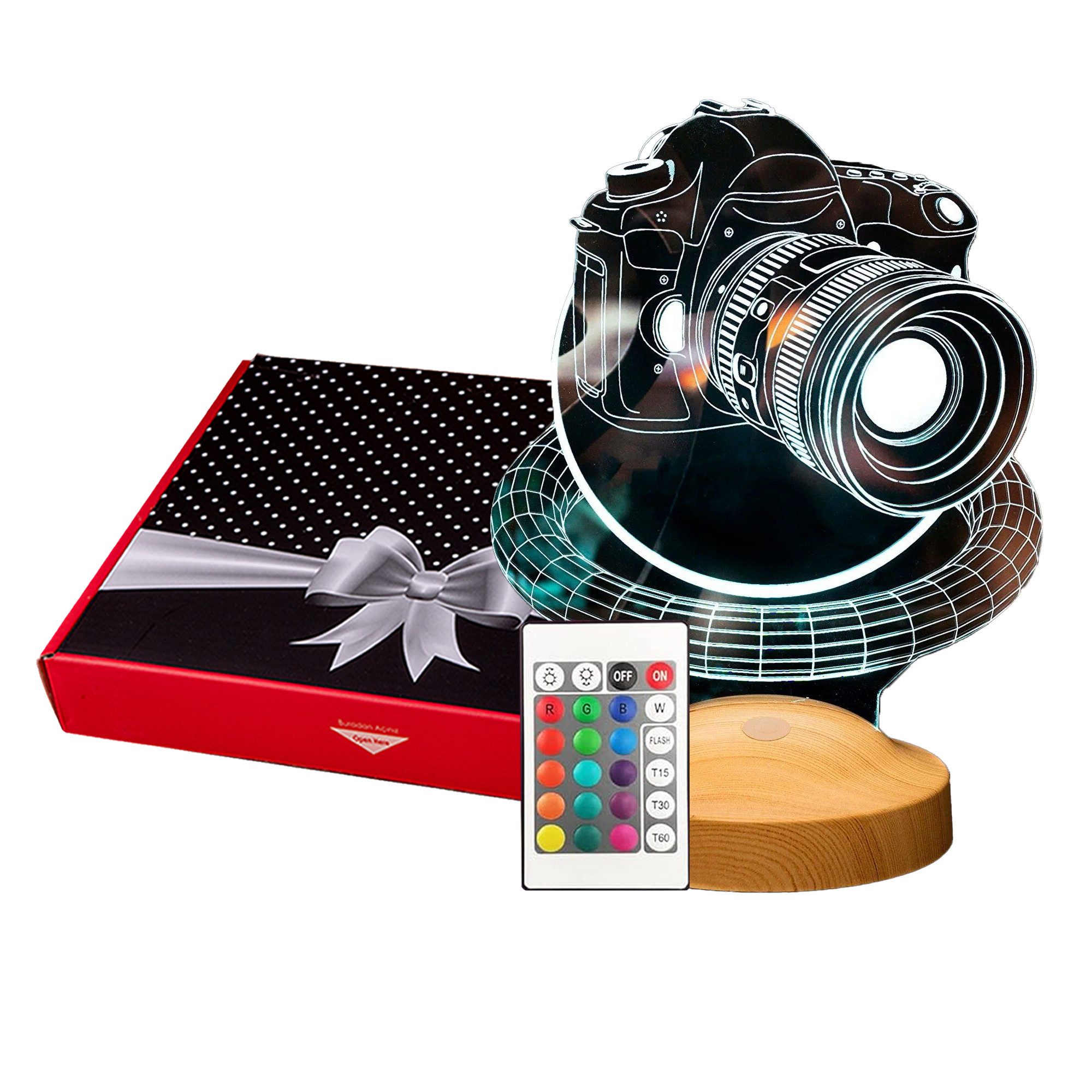 Geschenkelampe LED Nachttischlampe Fotokamera 3D Illusionslampe günstig online kaufen