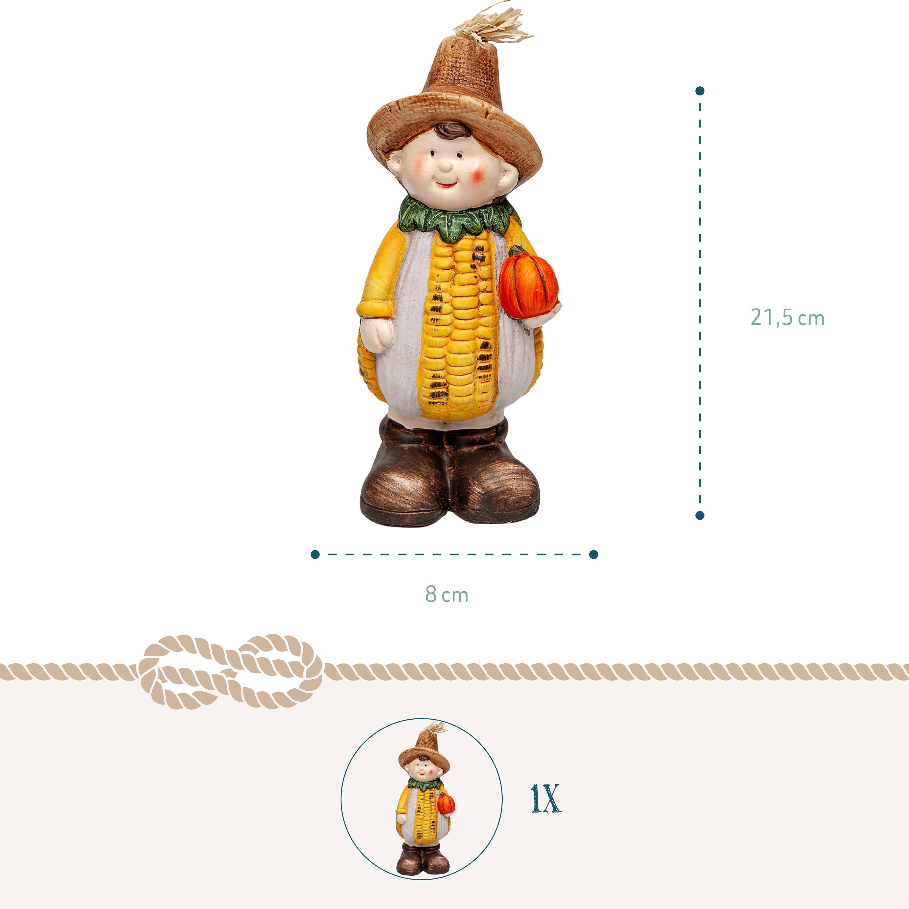 Logbuch-Verlag Dekofigur Dekofigur Maiskind mit Kürbis – Herbstdeko aus Keramik 21 cm – Bild 2 von 5