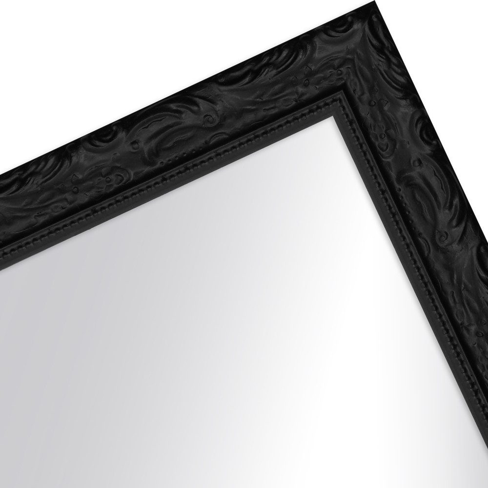 WANDStyle Wandspiegel H530, Schwarz, aus Massivholz im Stil Antik