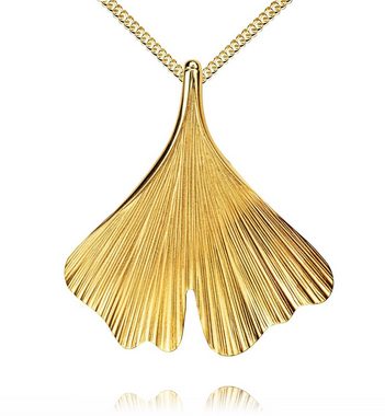 JEVELION Kette mit Anhänger Ginkgo Anhänger 333 Gold (Goldanhänger, für Damen), Mit Kette vergoldet- Länge wählbar 36 - 70 cm.