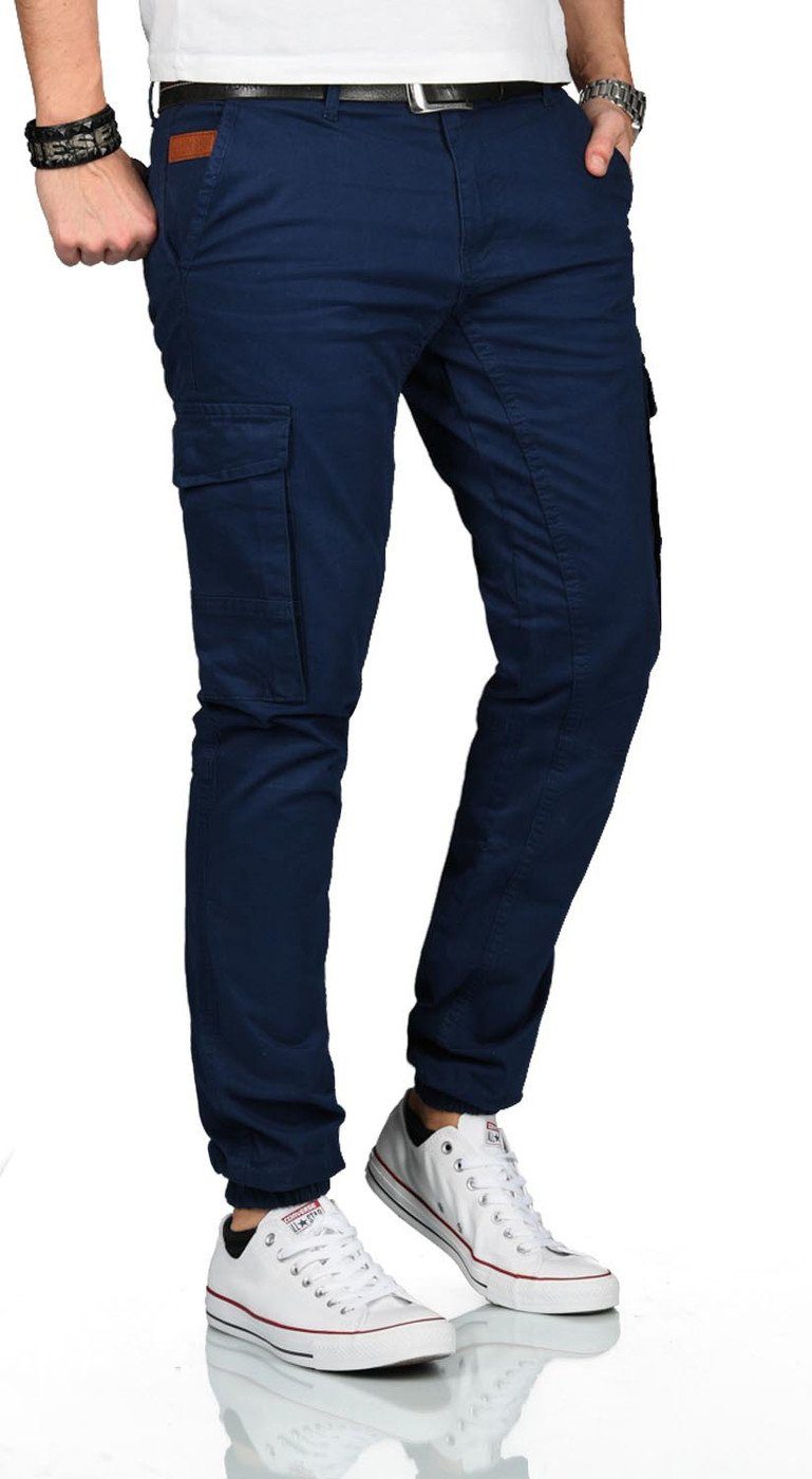 Alessandro Salvarini Cargohose Slim ASJacamo navy Elasthan, Regular Fit mit