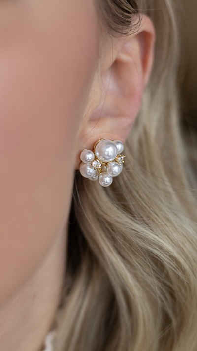 Brautkrone Perlenohrringe »Braut Ohrringe Hochzeit Perlenohrringe Perlen«, verschiedene Perlengrößen