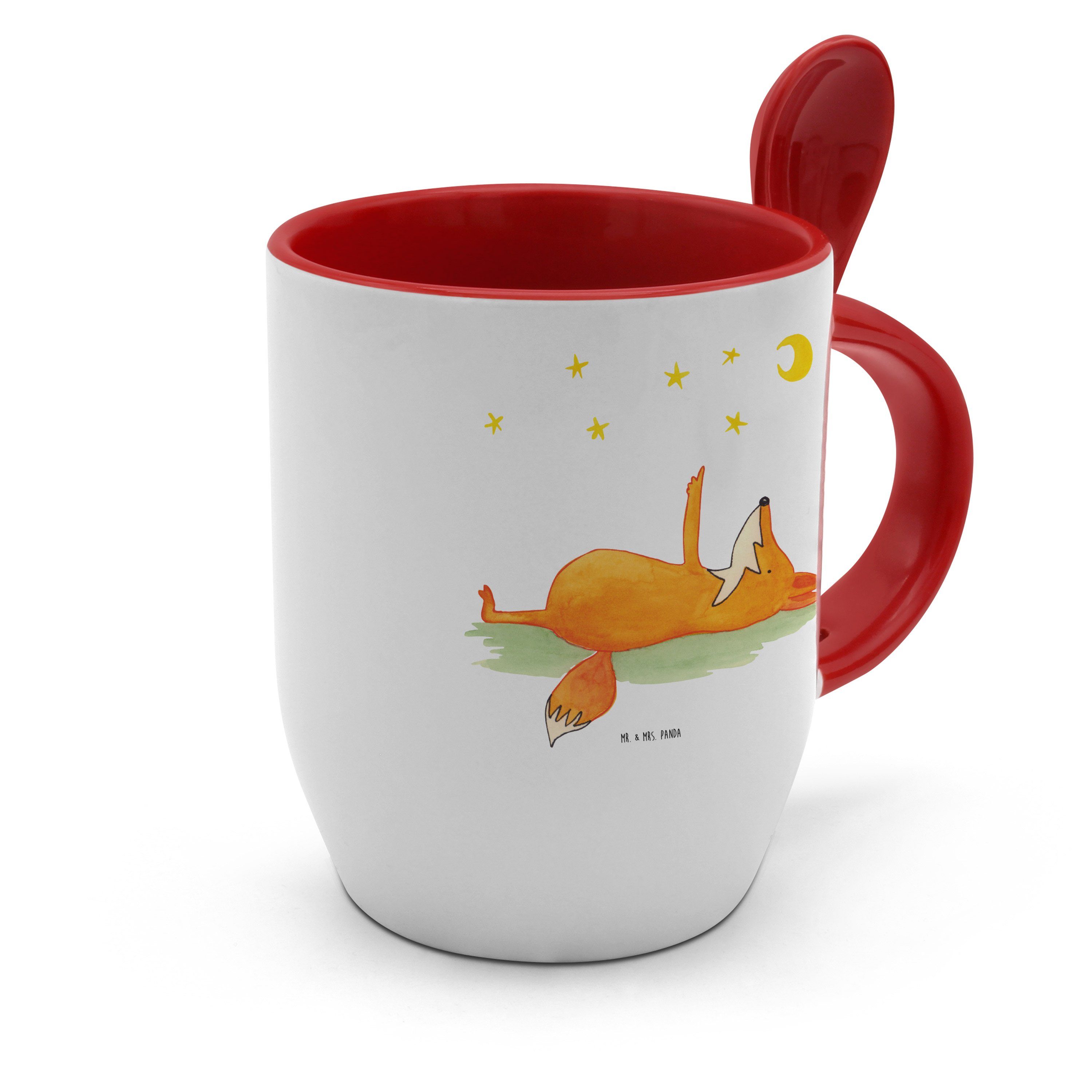 Weiß Tassen, Sterne Tasse Mrs. N, Worte, Panda Fuchs - Geschenk, - entspannt, Mr. & tröstende Keramik