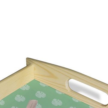 Mr. & Mrs. Panda Tablett Faultier Kind - Tropengrün - Geschenk, Dekotablett, Baby, Frühstückst, Echtholz lasiert, (1-tlg), Kratzfeste Oberfläche