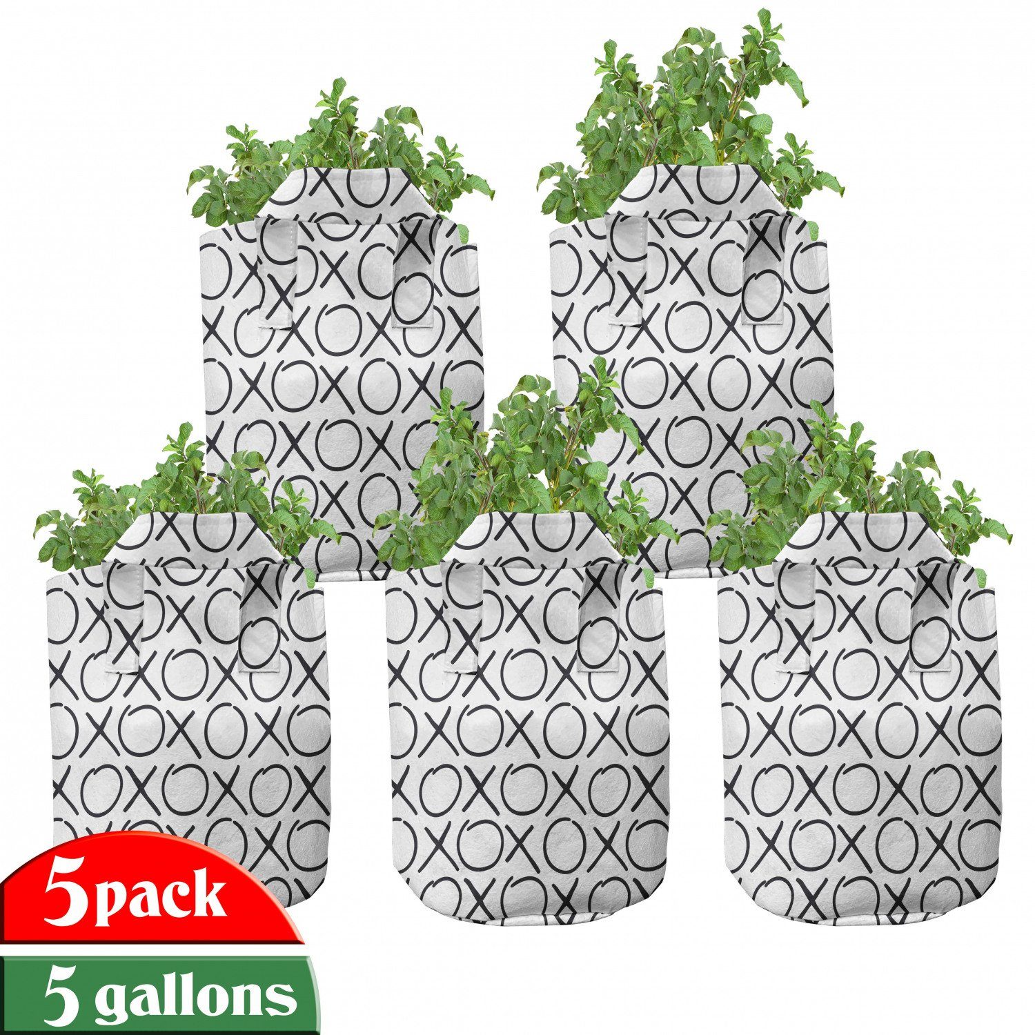 Doodles Abakuhaus für hochleistungsfähig Pflanzkübel Stofftöpfe mit Stil Monochrome Griffen Pflanzen, Xo