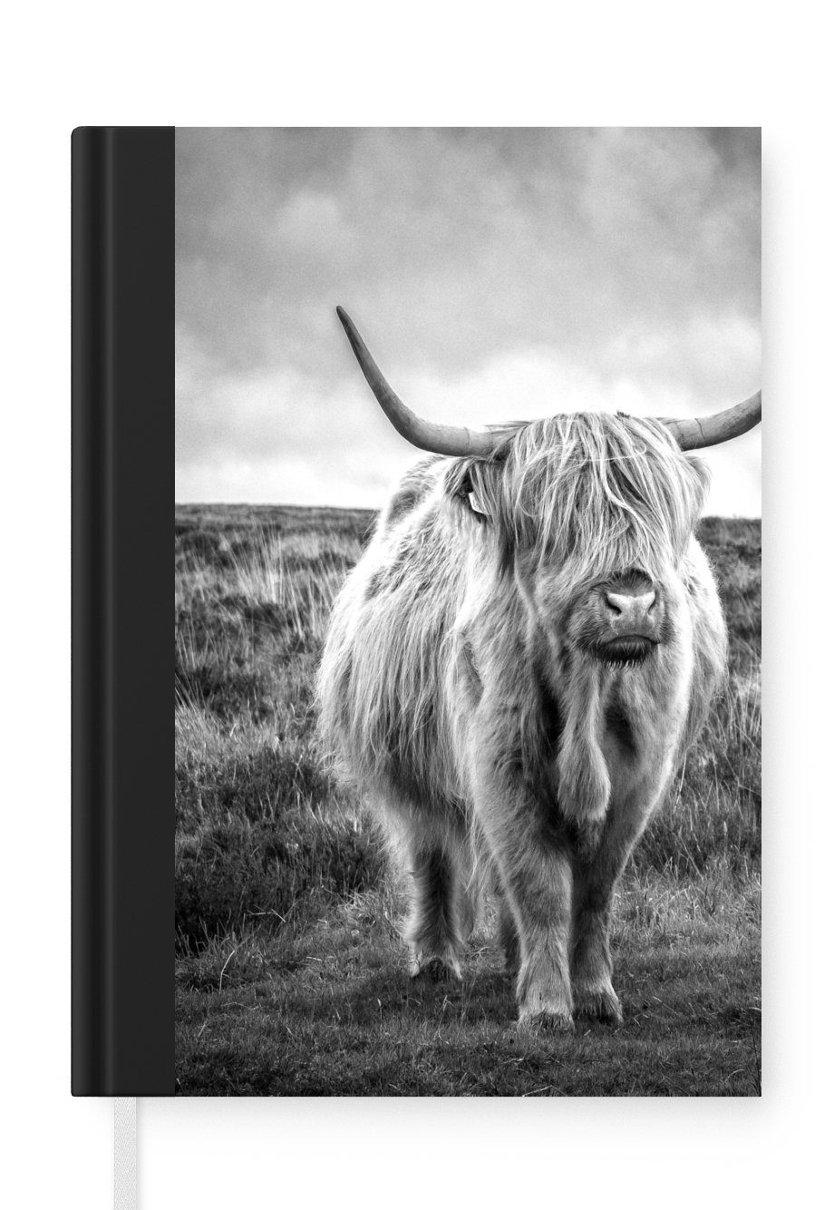 MuchoWow Notizbuch Schottischer Hochländer - Tiere - Wolken - Kuh - Natur, Journal, Merkzettel, Tagebuch, Notizheft, A5, 98 Seiten, Haushaltsbuch
