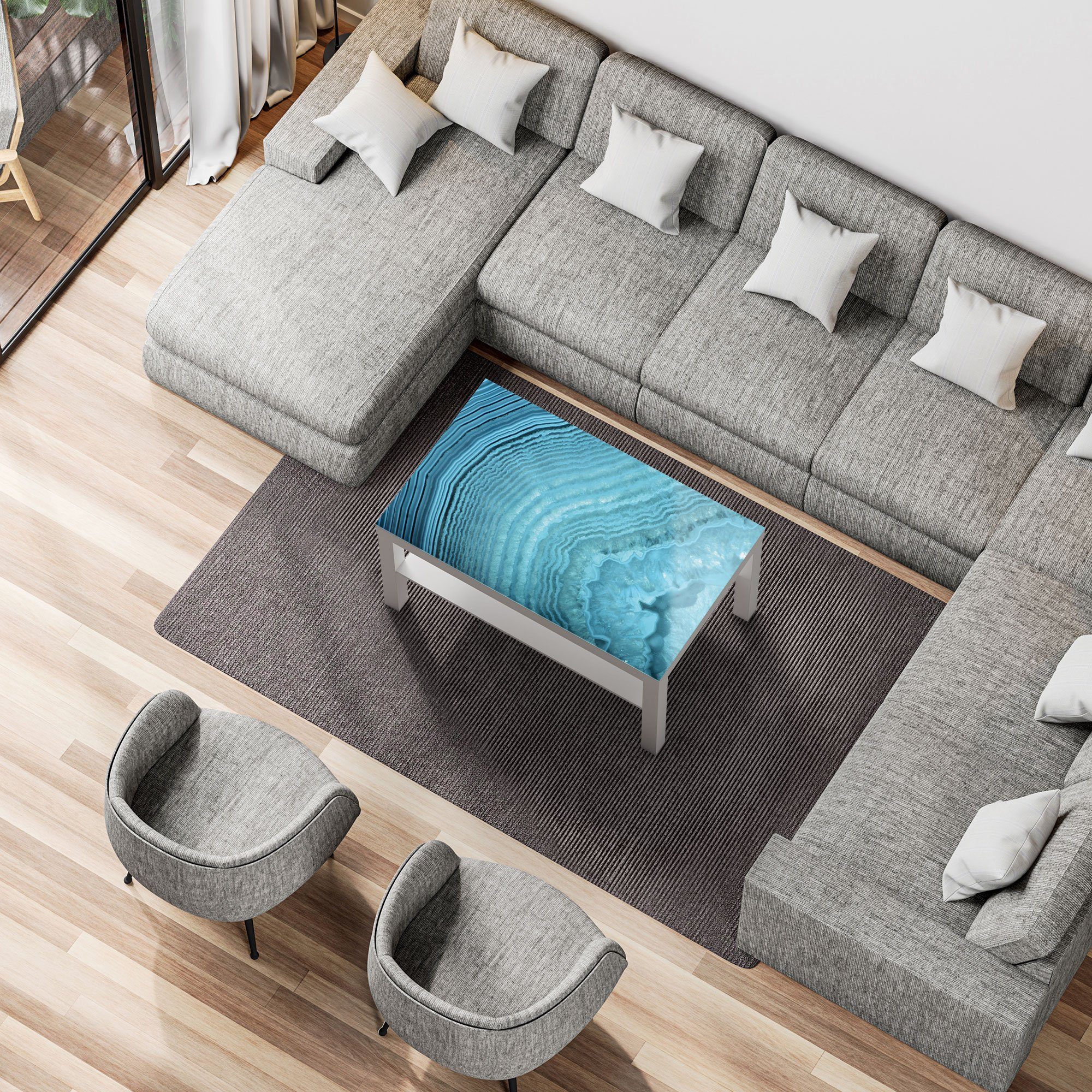 DEQORI Couchtisch 'Achatstein Maserung', Glas Beistelltisch Glastisch modern – Bild 3 von 5