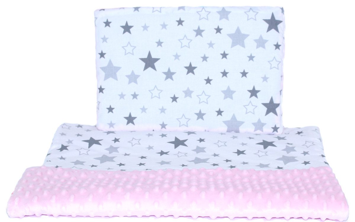 Babybettdecke Minky Baby Kinderwagenset Kuscheldecke Kinder Decke Kissen Star