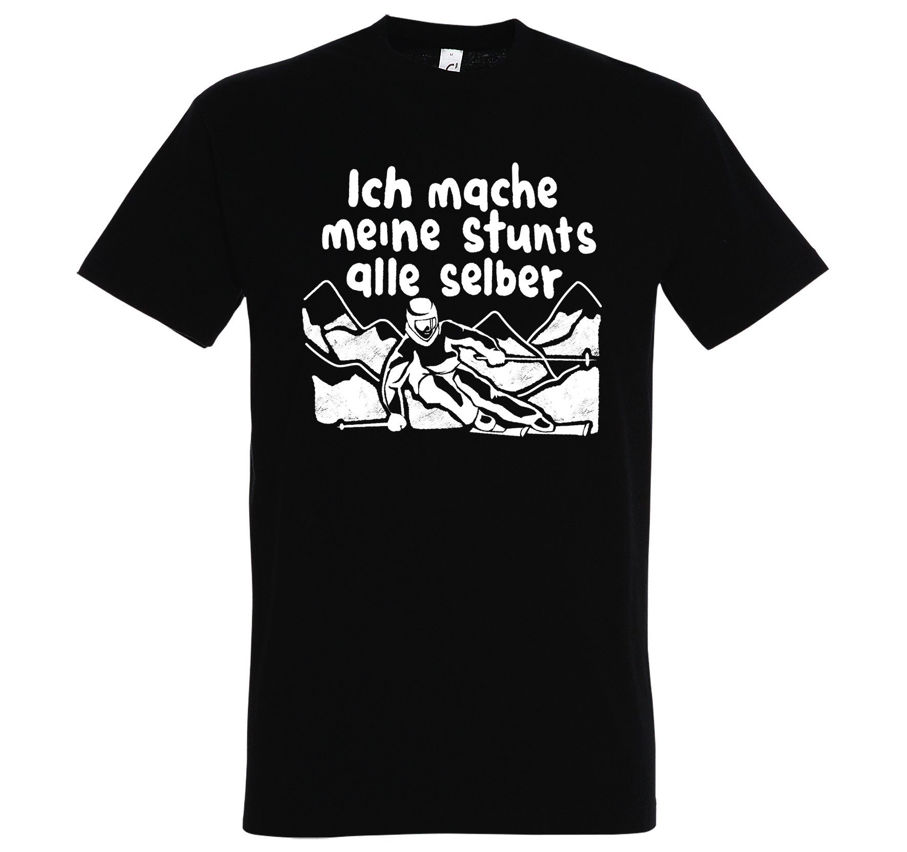 Youth Designz T-Shirt Ich Mache Meine Stunts Alle Selber Herren Shirt mit trendigem Frontprint Schwarz