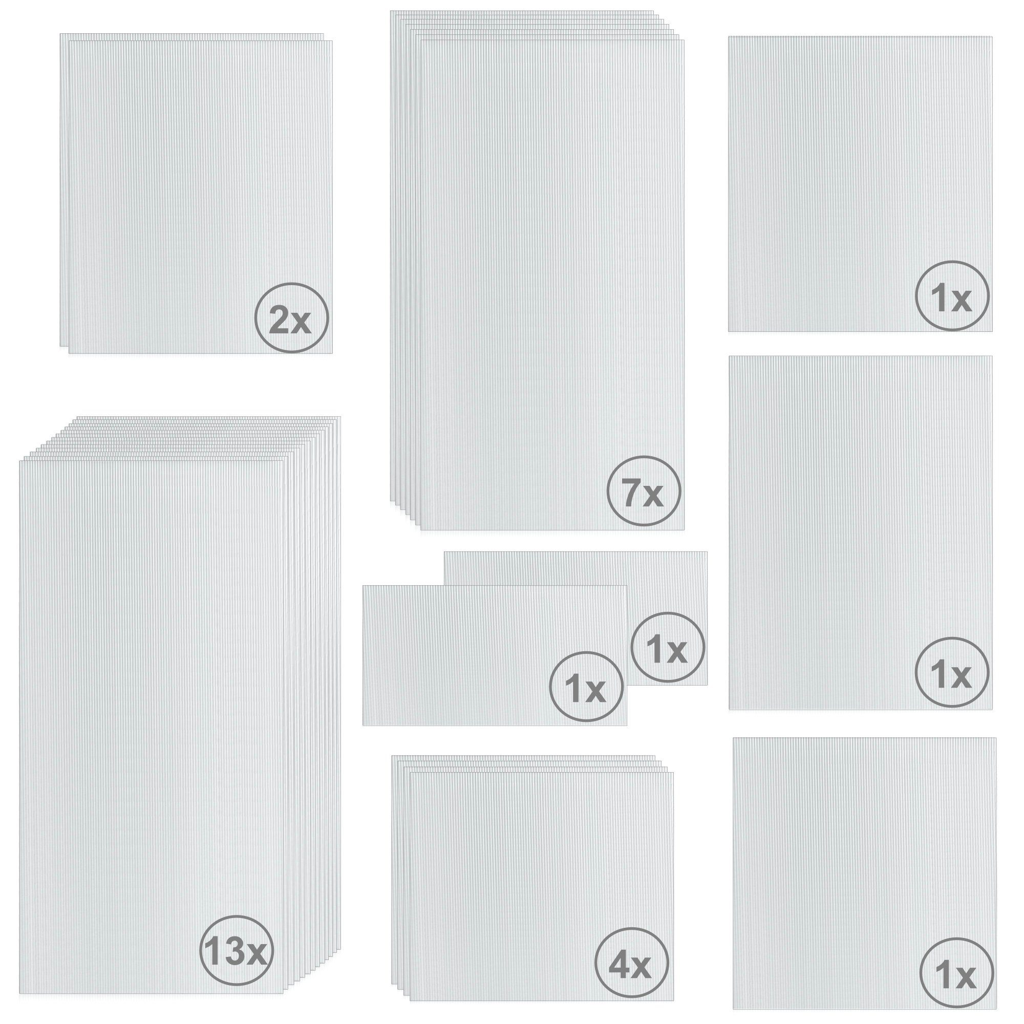 Hohlkammerplatte Hohlkammerstegplatten Set 31-teilig, 4 mm Gewächshaus Ersatzpplatten