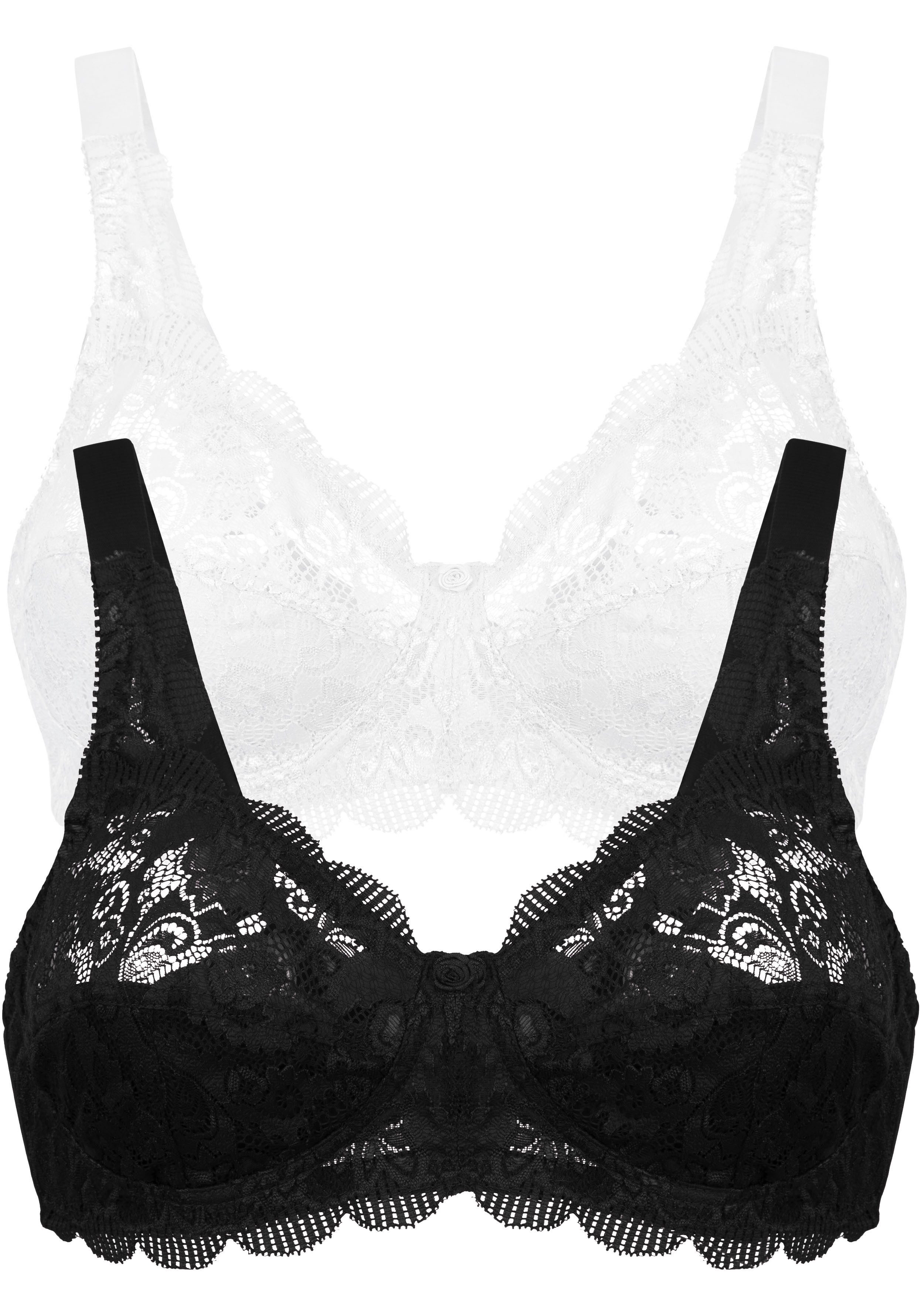 Susa Bügelloser BH Latina (2er Pack) zarte Spitze, atmungsaktiv, elastisch, bequem, BH-Set