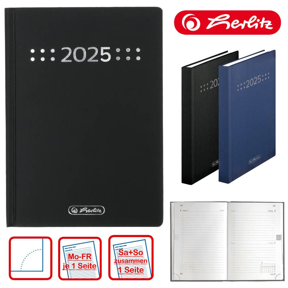 Herlitz Buchkalender Classic A6 2025 schwarz