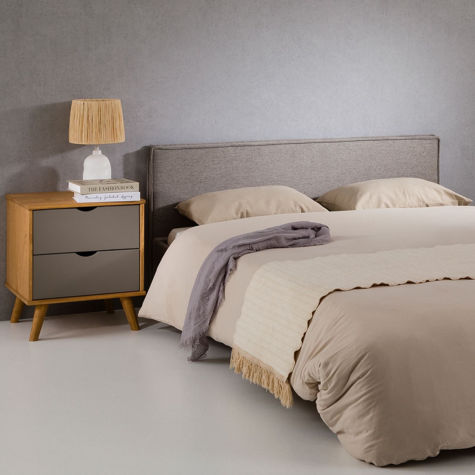 IDIMEX Kopfteil KLAO, Bettkopfteil 160 cm, Headboard Kopfteil Wandkissen Stoffbezug grau