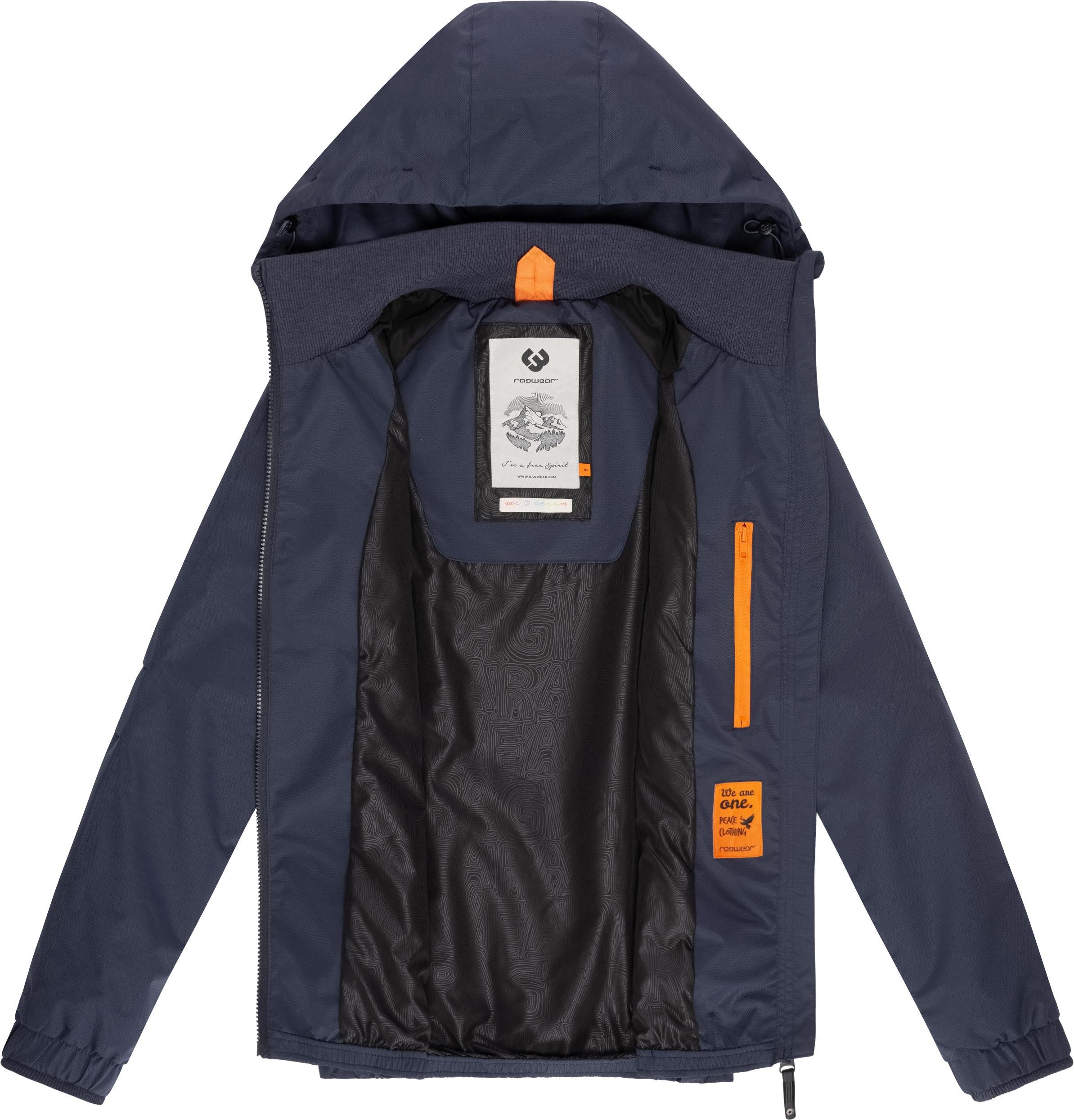 Ragwear Outdoorjacke Dizzie Tech Wasserdichte Damen Übergangsjacke mit großer Kapuze