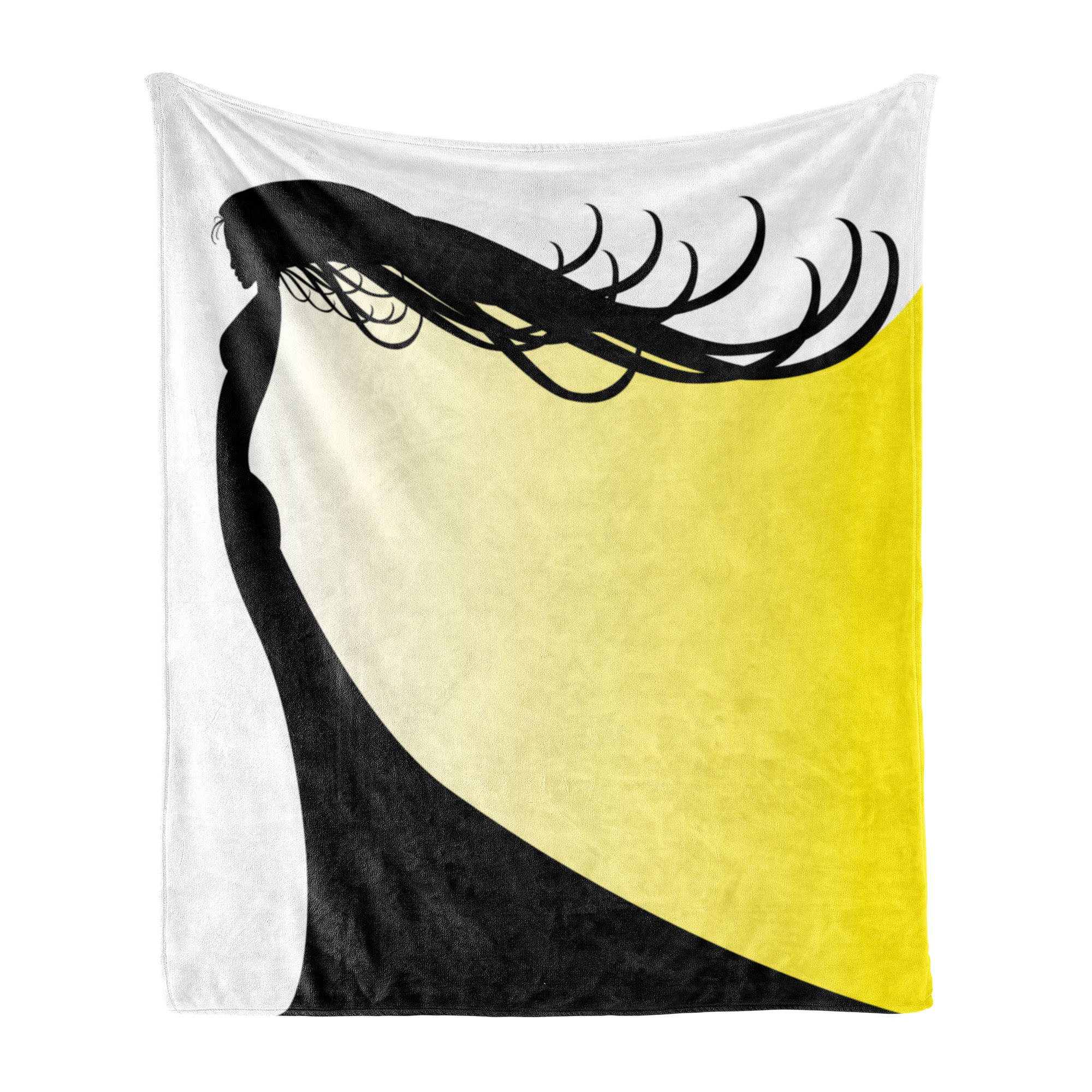 Wohndecke Gemütlicher Plüsch für den Innen- und Außenbereich, Abakuhaus, Silhouette Haar Peitsche Frau Shade