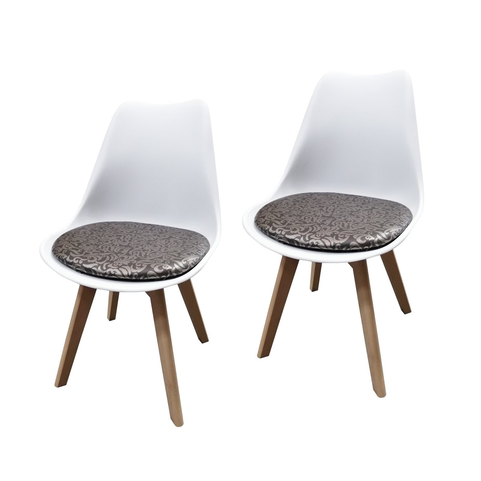 HTI-Living Esszimmerstuhl Stuhl Atlanta PU Muster 2er-Set (Set, 2 St), Esszimmerstuhl Kunststoffschale Kunstlederbezug Holzfüße