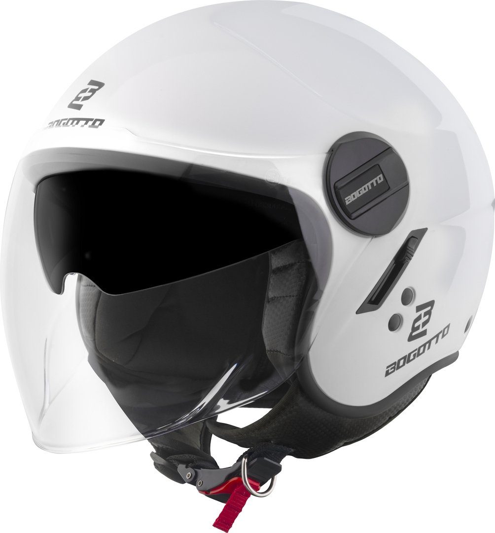 Bogotto Motorradhelm H595-1 SPN Jethelm, Herausnehmbares Innenfutter,integriertes Sonnenvisier