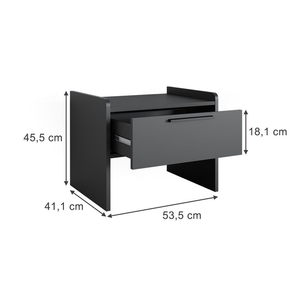 Vicco Sitzbank Roman, Anthrazit, 53.5 x 41.1 cm mit 1 Schublade (1-St)