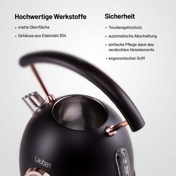 Lauben Wasserkocher Electric Kettle 17BC, Hochwertiges Design, Temperaturüberwachung, 1.8 l, 2200,00 W, Art Deco Stil, 360° drehbarer Sockel