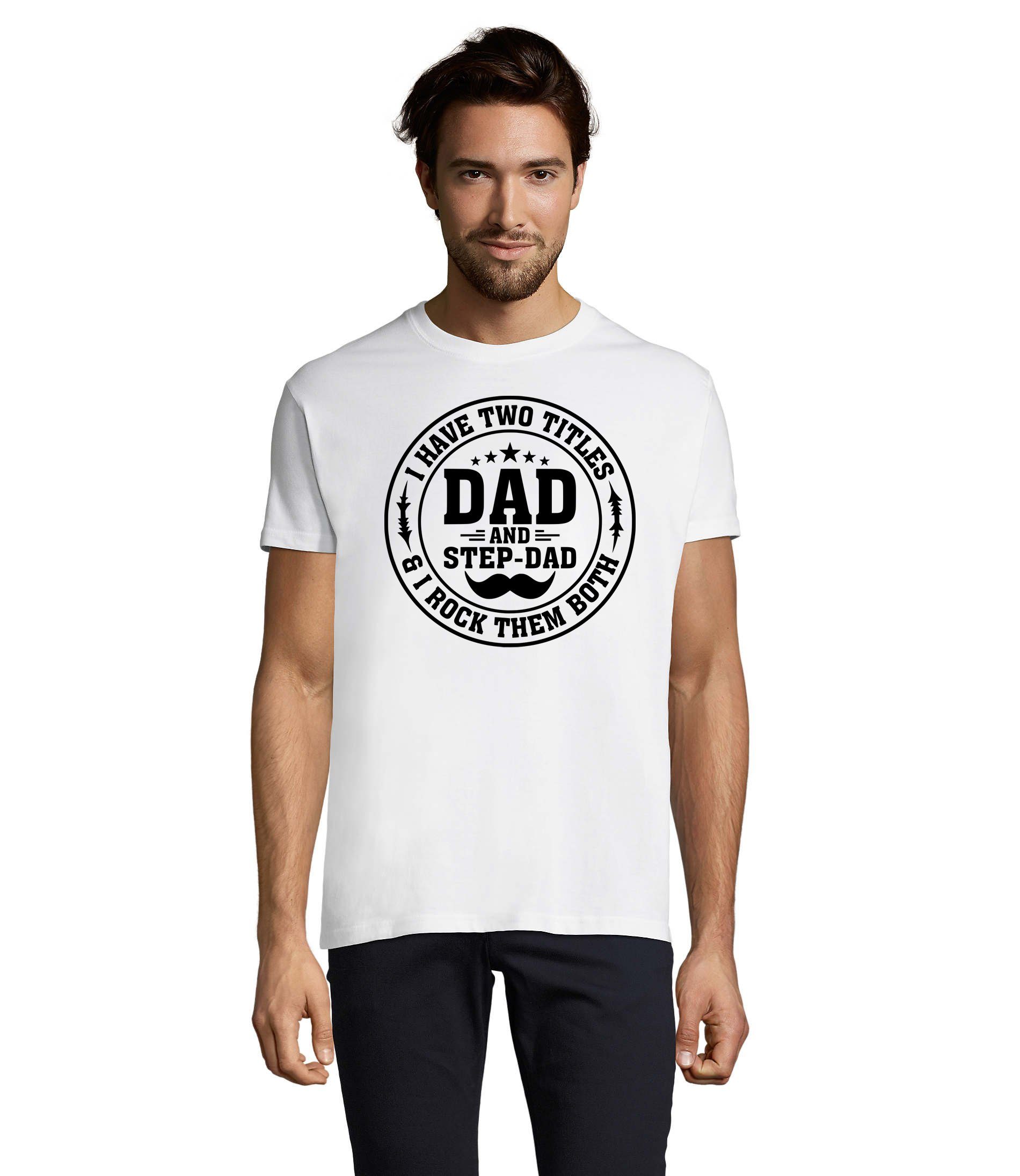 Blondie & Brownie T-Shirt Herren Stap Dad Stiefvater Papa Vater Tag Rundhals Weiß