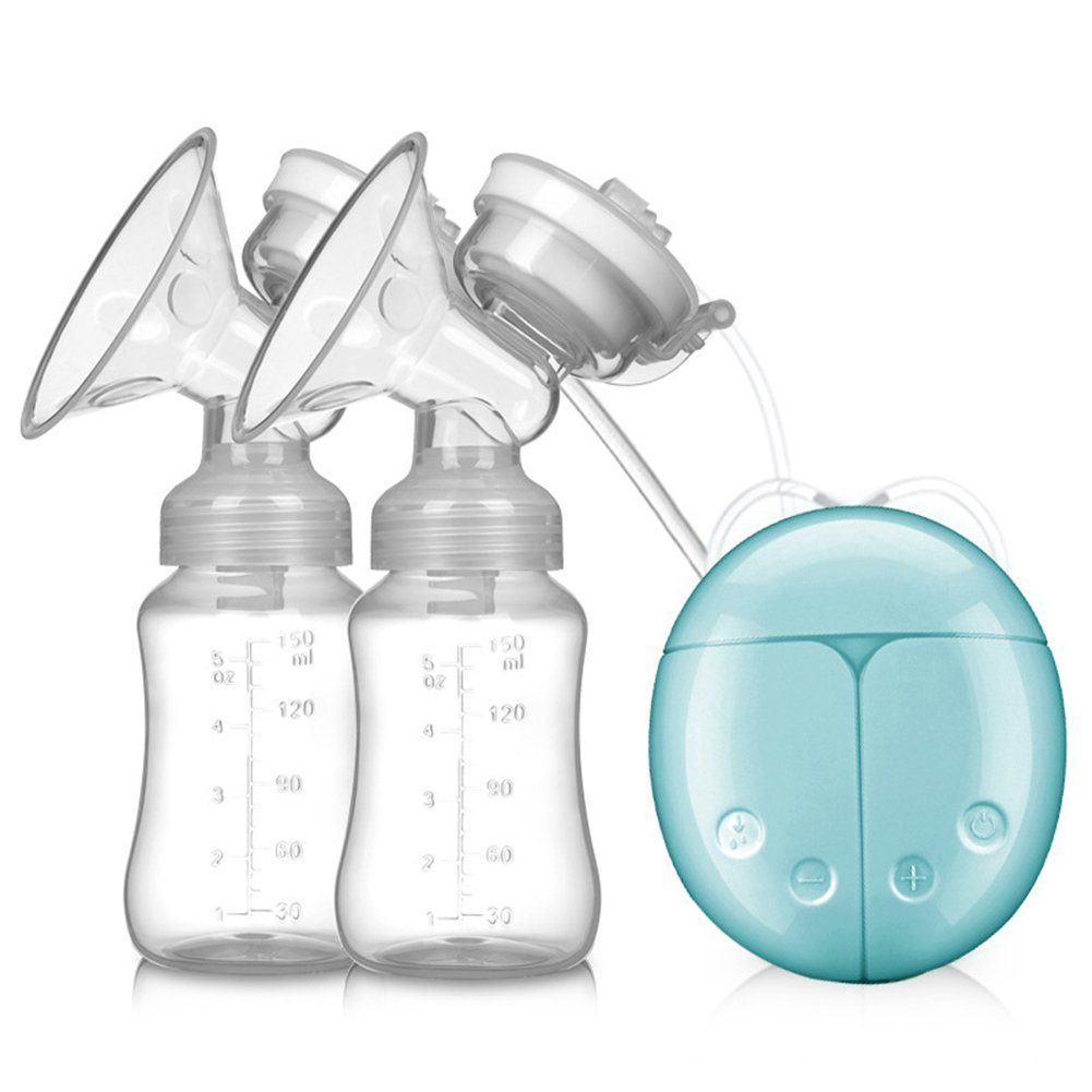 SCRTD Elektrische Milchpumpe Elektrische Milchpumpe, Elektrische Doppelmilchpumpe, 300 ml, BPA-frei, weiches lebensmittelechtes Silikon Blau | Milchpumpen