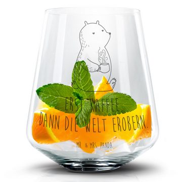 Mr. & Mrs. Panda Cocktailglas Bär Kaffee - Transparent - Geschenk, Cocktail Glas mit Wunschtext, Co, Premium Glas, Einzigartige Gravur