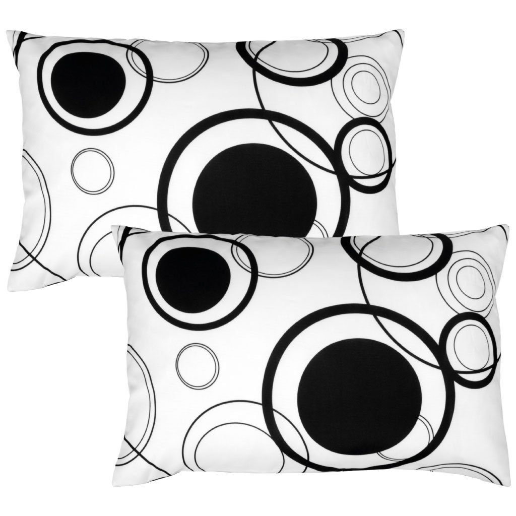 Kissenbezüge, Arsvita (2 Stück), Kissenbezug mit wahlweise einem Innenkissen (Dekokissen), Kreismotiv, beidseitig bedruckt Weiß mit schwarzen Kreisen