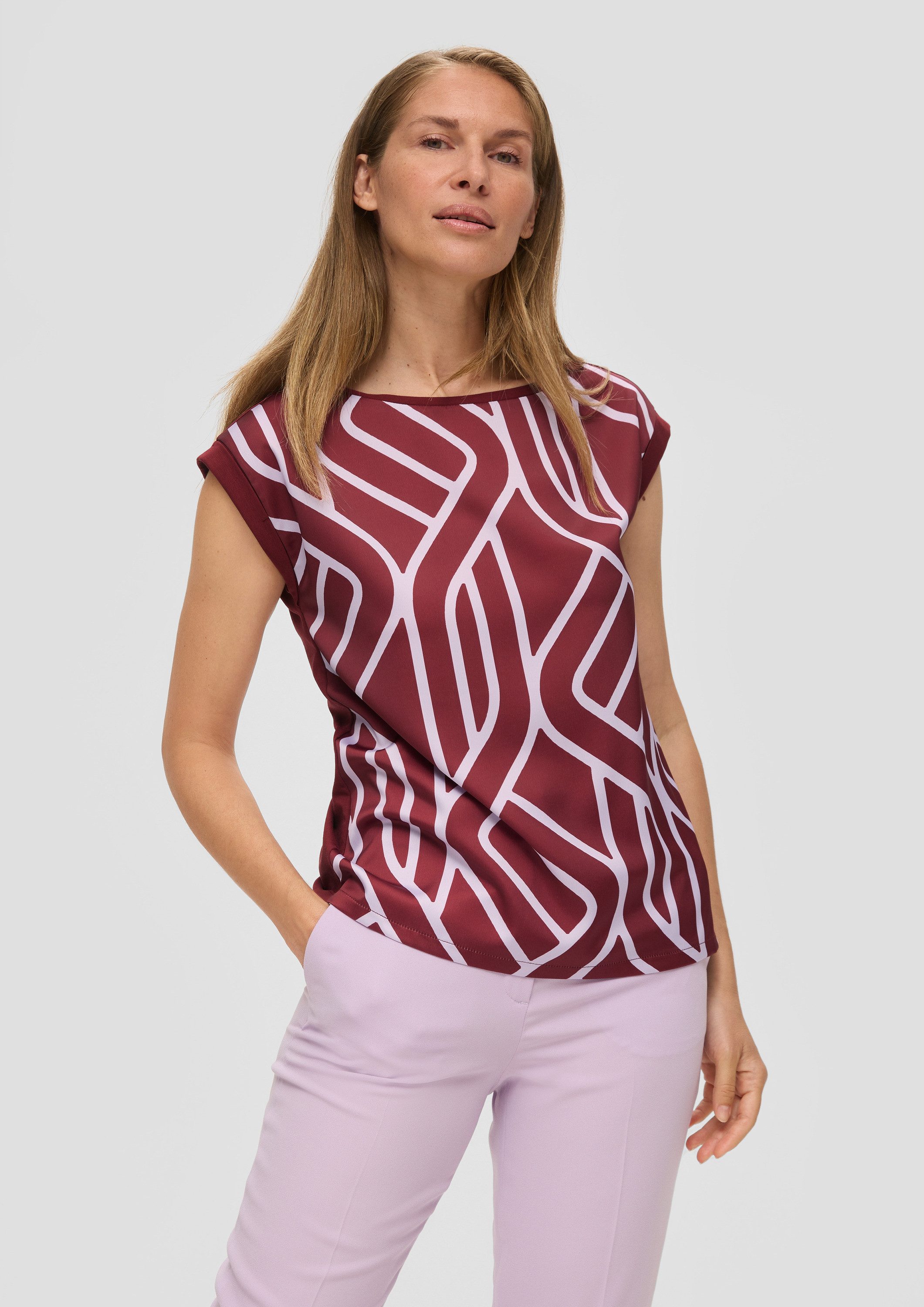 s.Oliver Muskelshirt T-Shirt Ärmelloses Blusenshirt im Materialmix