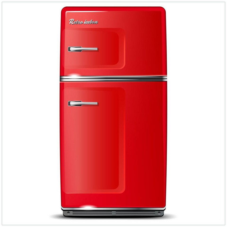 Wallario Tischplatte Roter Kühlschrank (1 St), für Ikea Lack Tisch geeignet