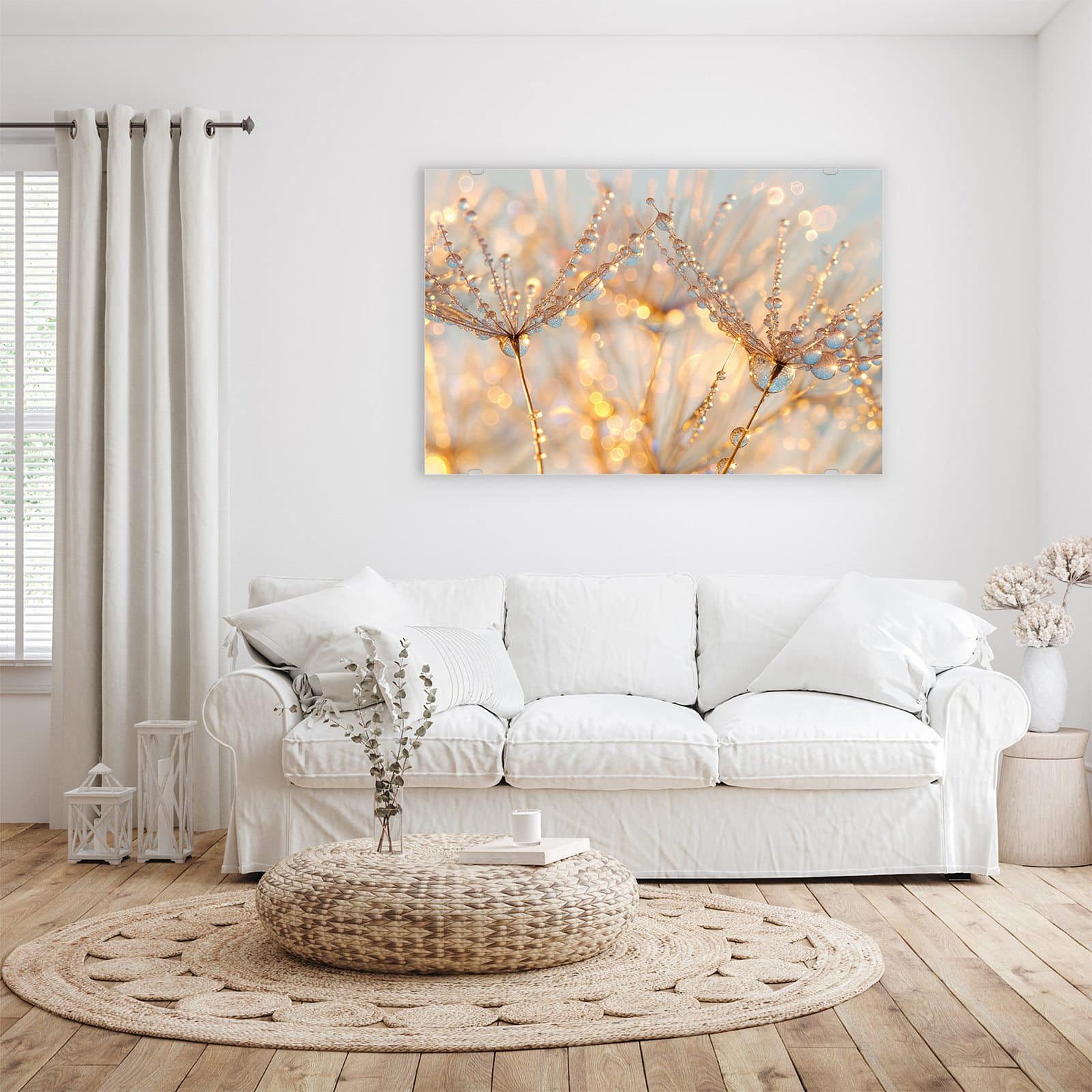 Primedeco Glasbild Wandbild Tautropfen Panorama mit Aufhängung, Blumen & Pf günstig online kaufen