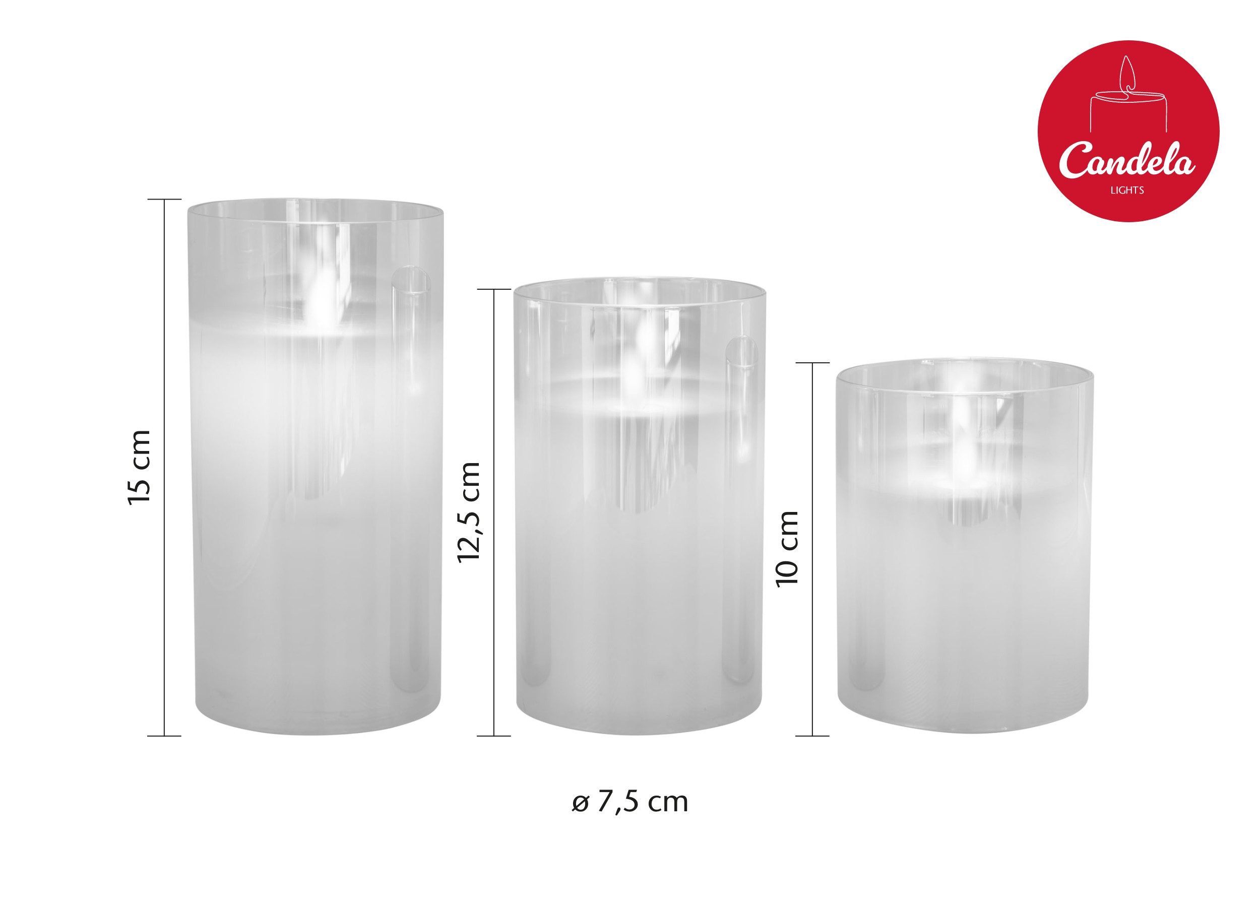 LC Home LED-Kerze LED Kerzen Set Echtwachskerze Glas Timerfunktion Fernbedienung Dimmbar (Spar-Set, 3-tlg., LED Kerzen im Glas 3er Set mit Fernbedienung), Led K – Bild 4 von 5