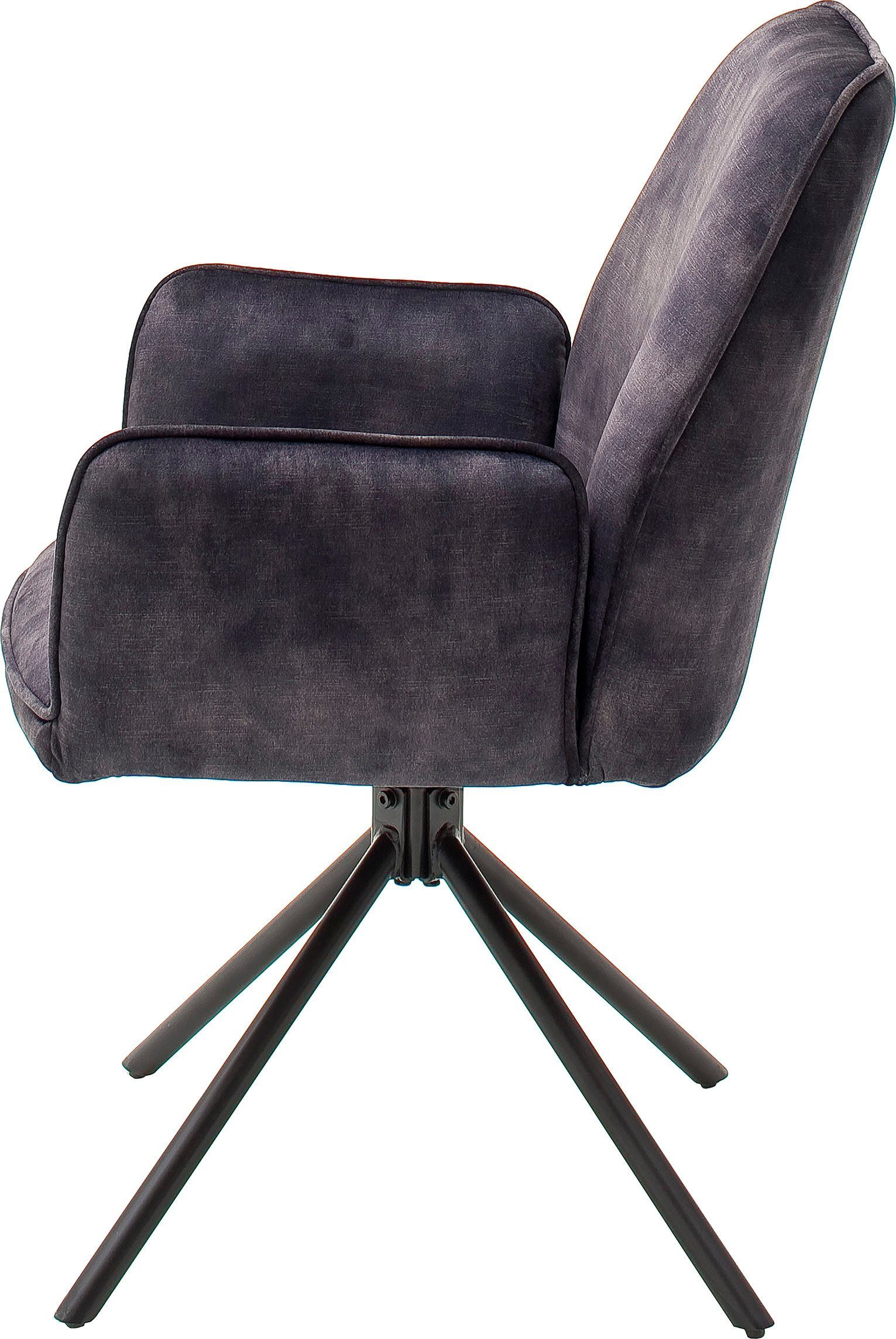 MCA furniture Esszimmerstuhl Ottawa mit Armlehne (Set, 2 St), Vintage Veloursoptik mit Keder, Stuhl belastbar bis 120 Kg