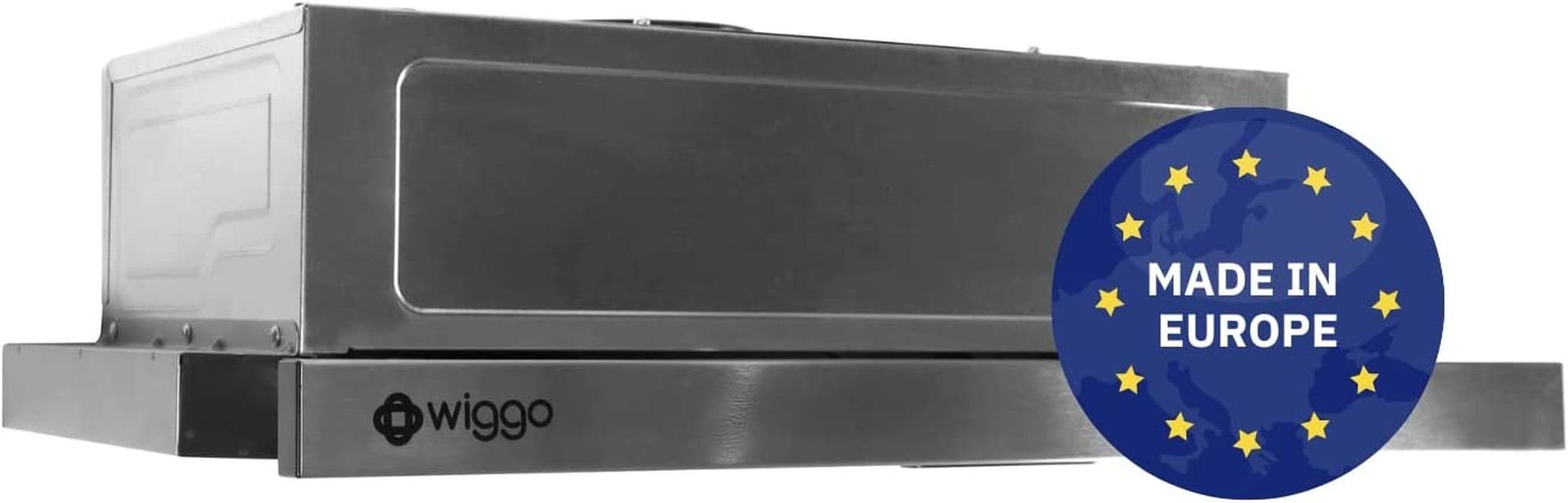 wiggo Flachschirmhaube WE-E632ER Unterbauhaube 60 cm - Edelstahl, Abluft oder Umluft Dunstabzug 300m³/h mit LED-Beleuchtung