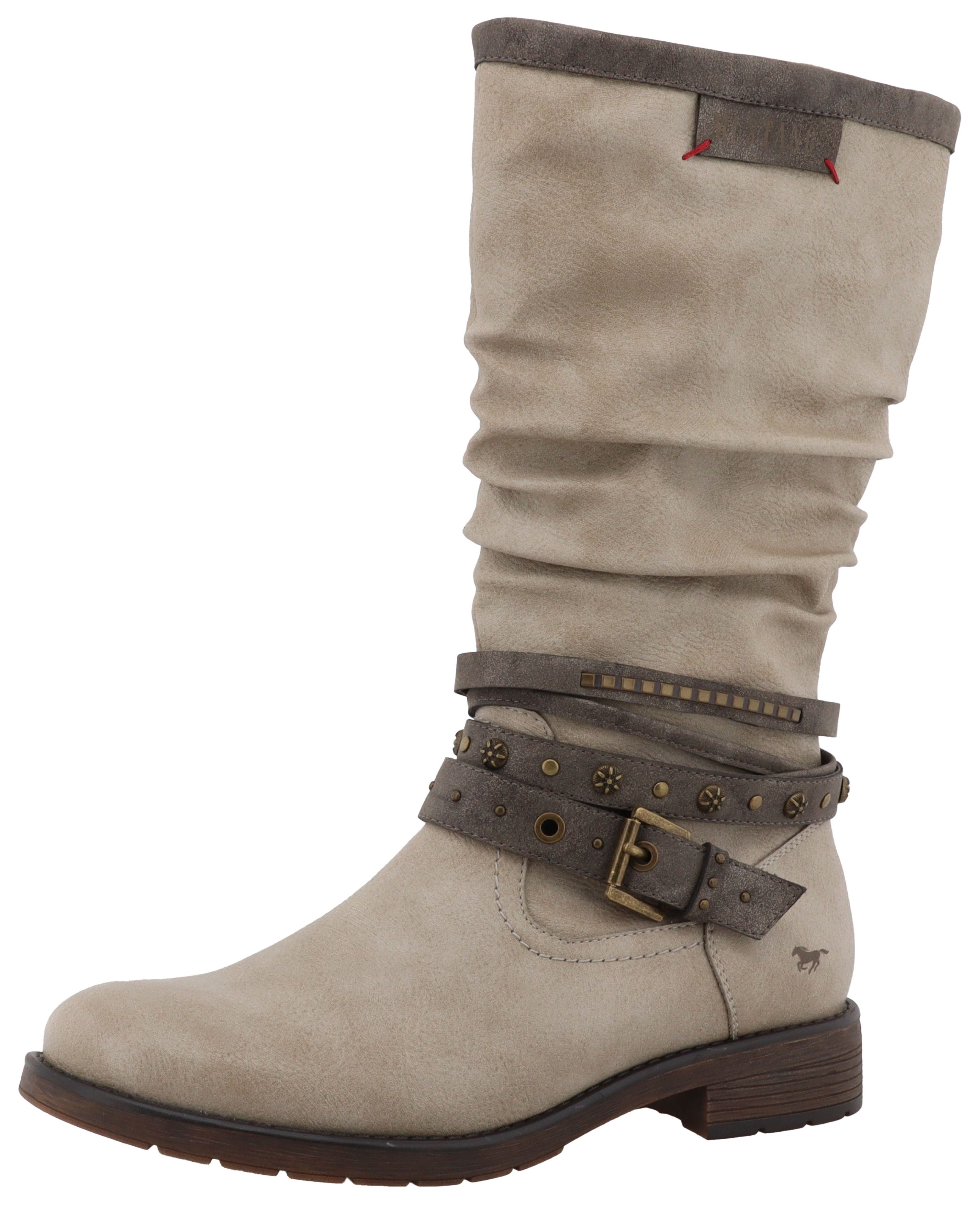 Mustang Shoes Elfi Winterstiefel Stiefel mit Zierriemchen und Blockabsatz günstig online kaufen