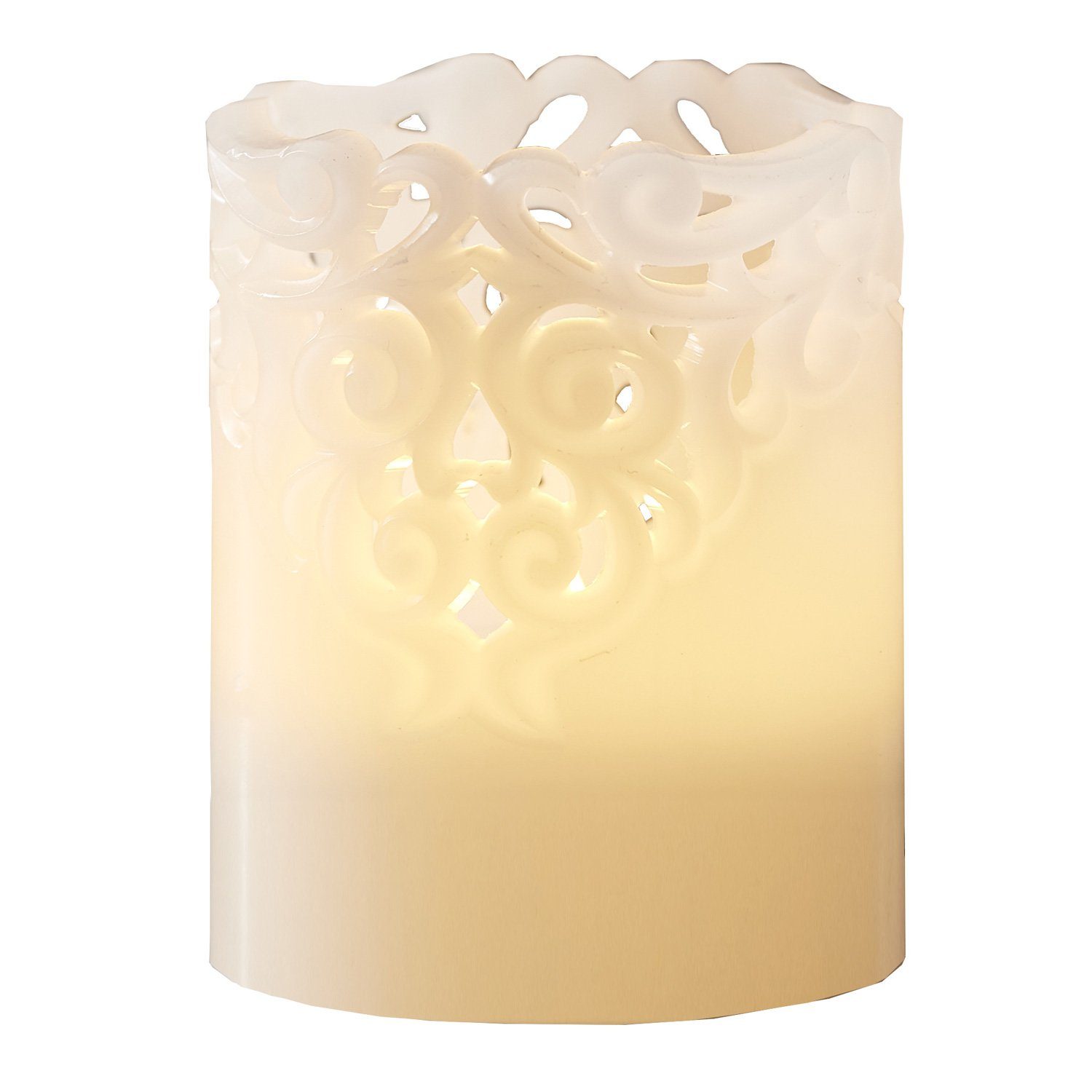 STAR TRADING LED-Kerze Clary Echtwachs Stumpenkerze Spitzenmuster H: 10cm T günstig online kaufen