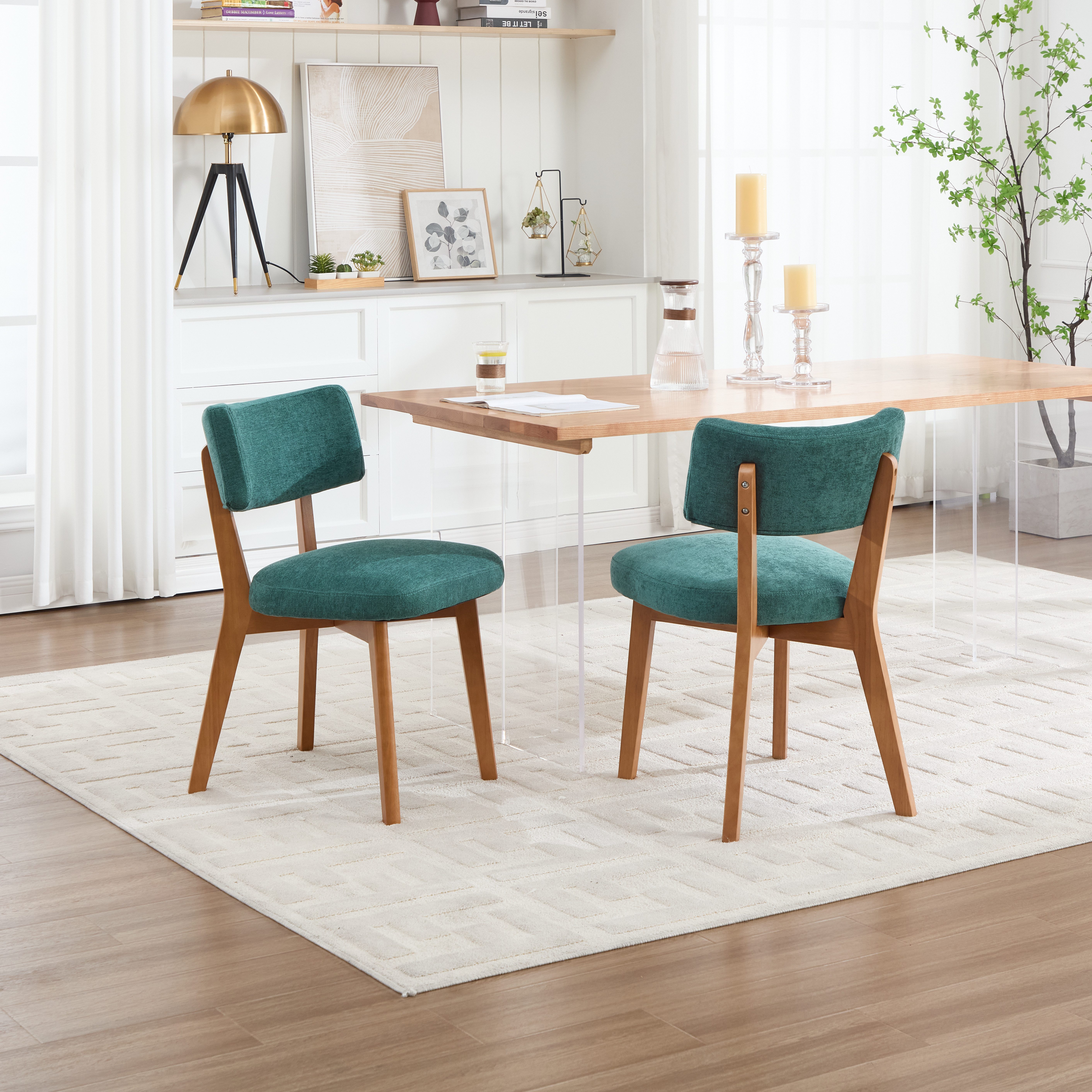 OKWISH 4-Fußstuhl Esszimmerstuhl (2er-Set mit Massivholzbeinen & gepolstert günstig online kaufen