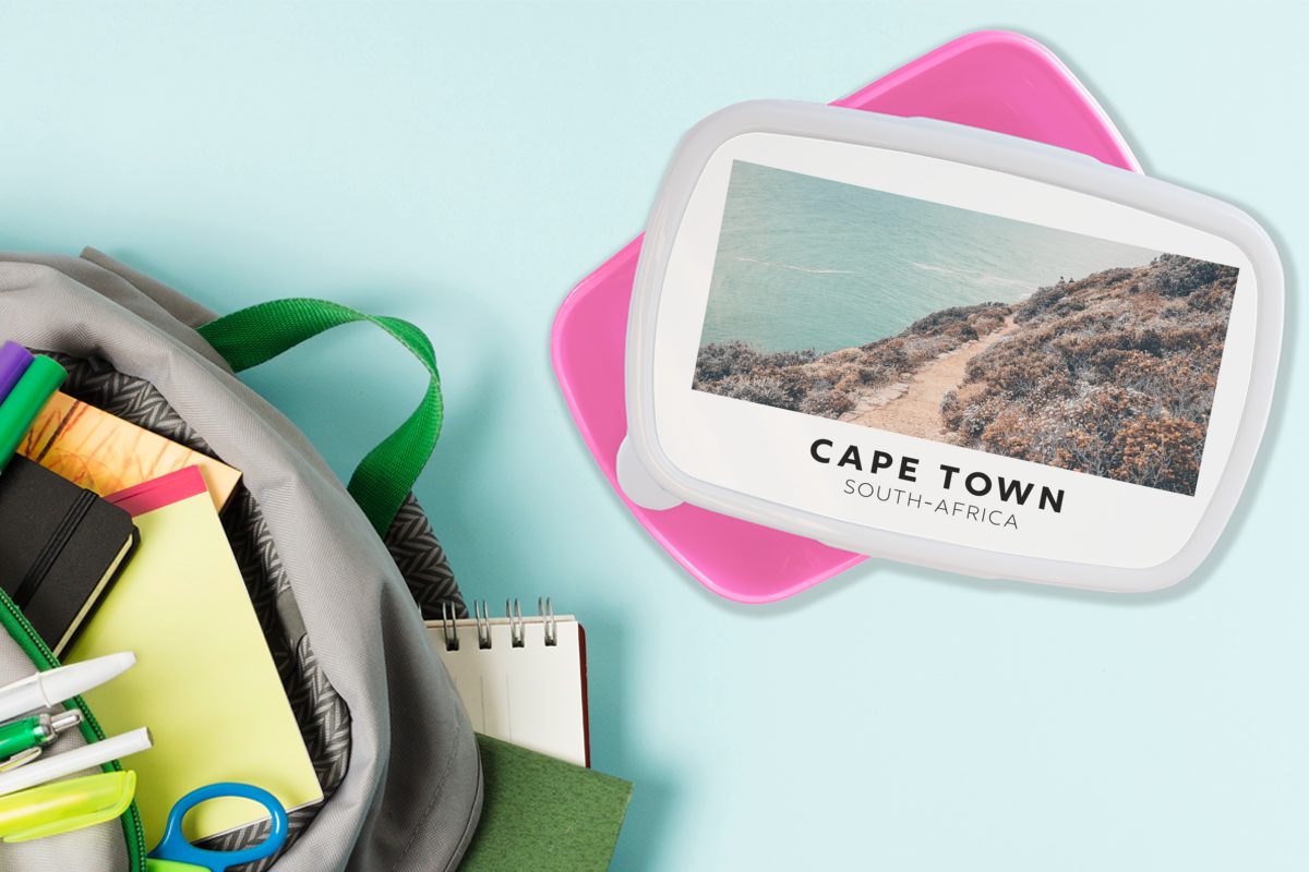 MuchoWow für Mädchen, Natur, Brotdose (2-tlg), rosa Meer Brotbox - Snackbox, - Kinder, Kunststoff Erwachsene, Kunststoff, Lunchbox Südafrika