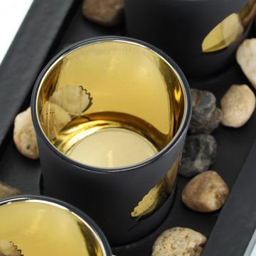 relaxdays Teelichthalter mit Tablett Teelichthalter Set mit Herbst-Motiv (1 St)