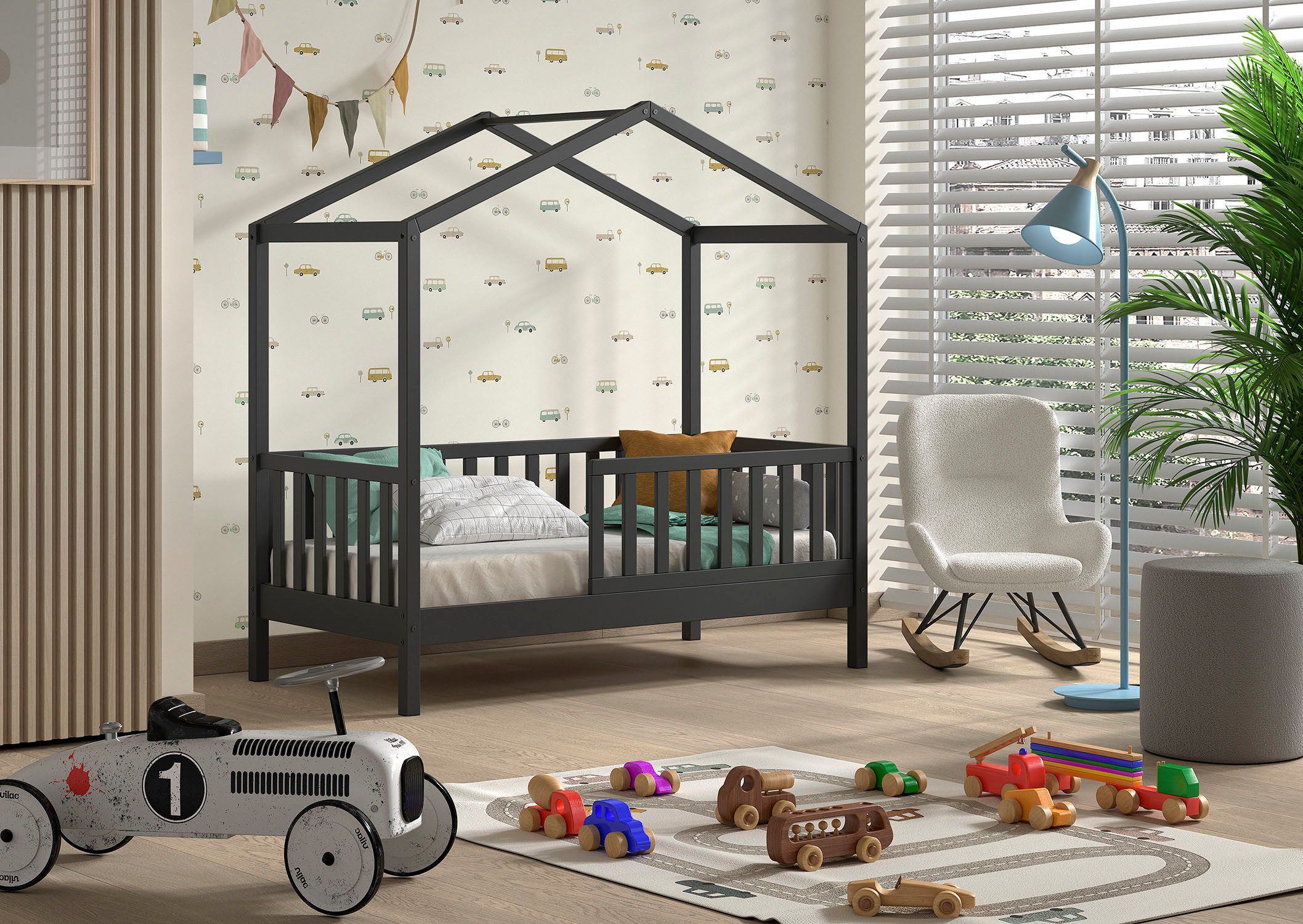 Hausbett Junior Hausbett 70/140, umlaufender Rausfallschutz, stabil gebaut