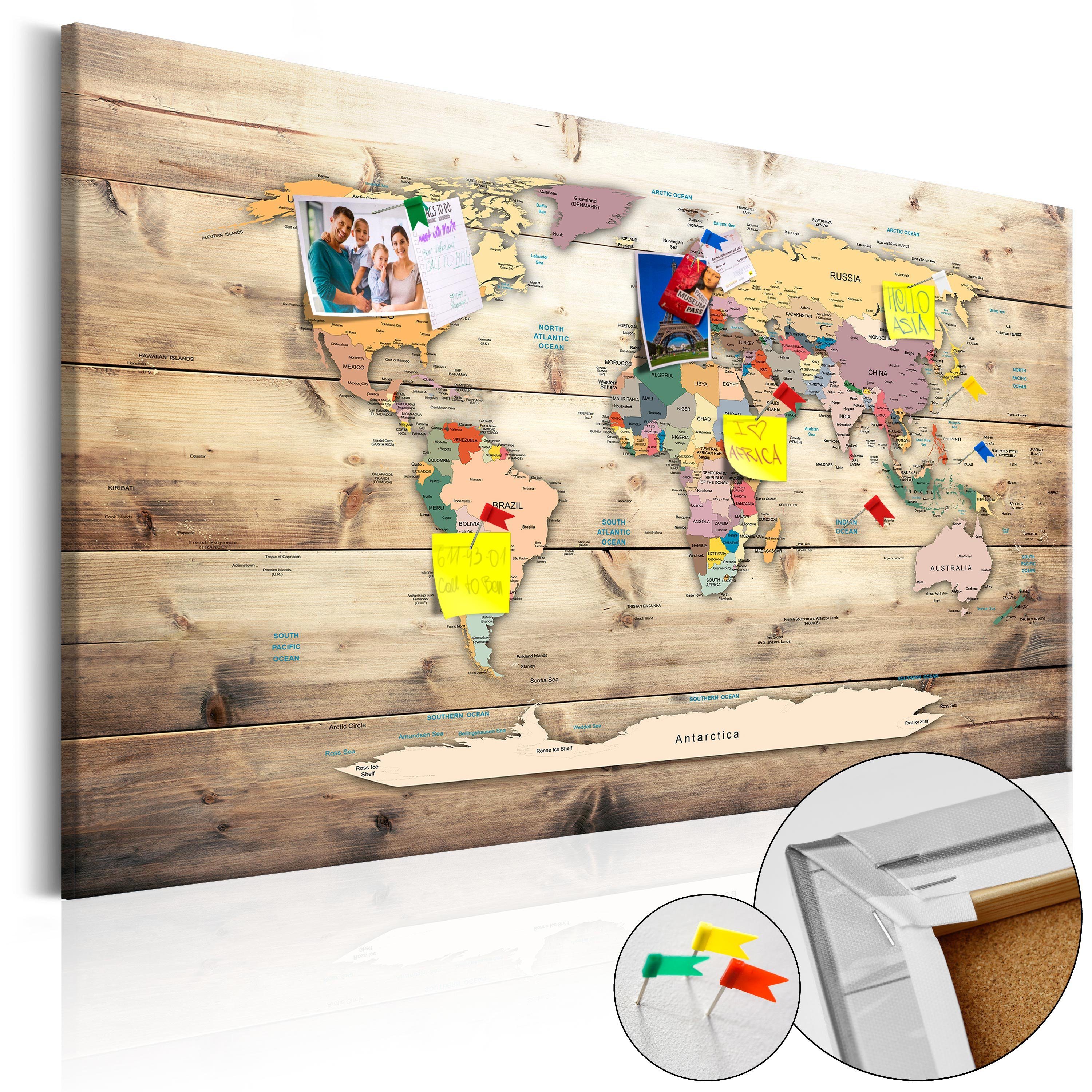Artgeist Pinnwand World Map: Wooden Oceans [Cork Map]