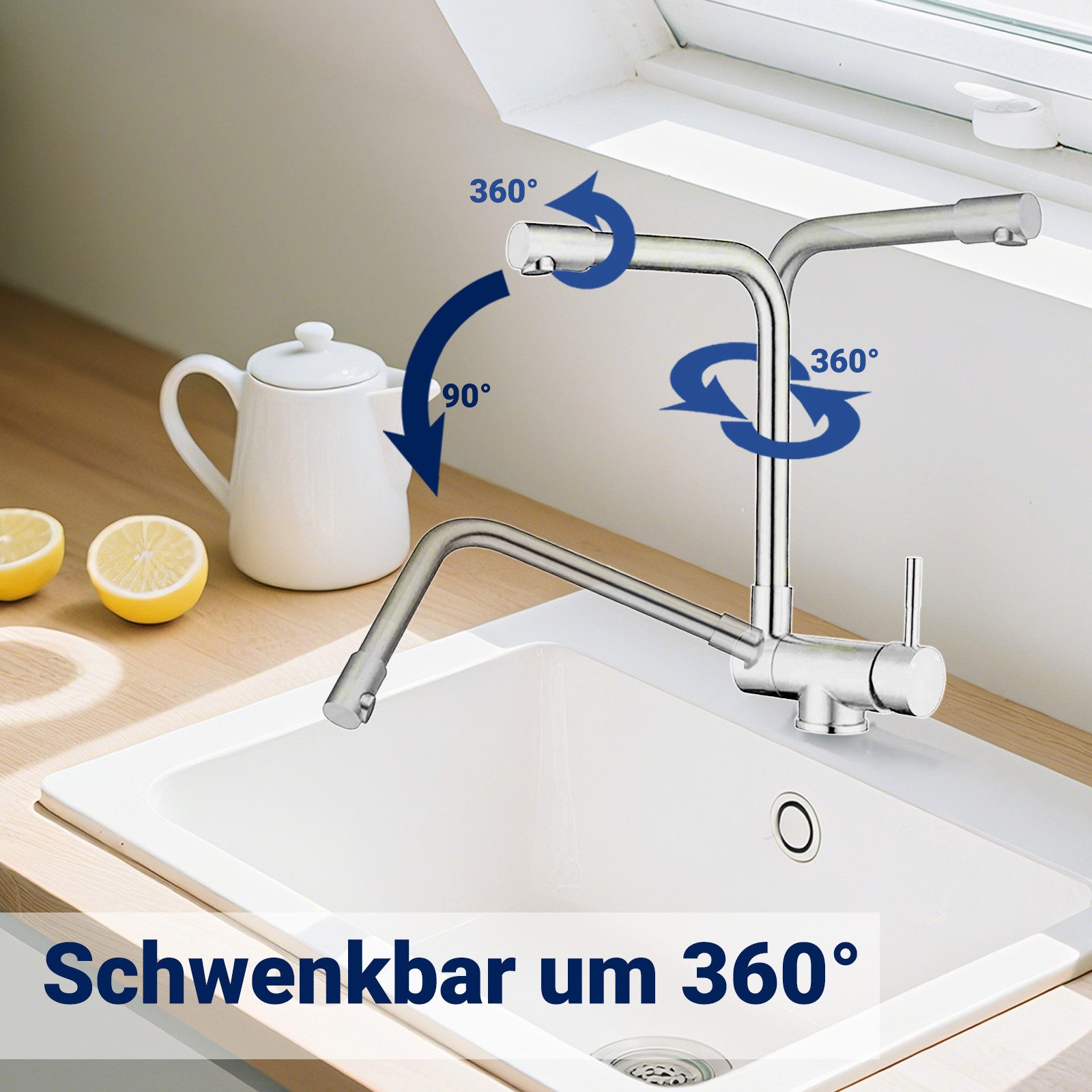 AICA Küchenarmatur Wasserhahn Küche Klappbar, 360° Schwenkbarer Hochdruck-A günstig online kaufen