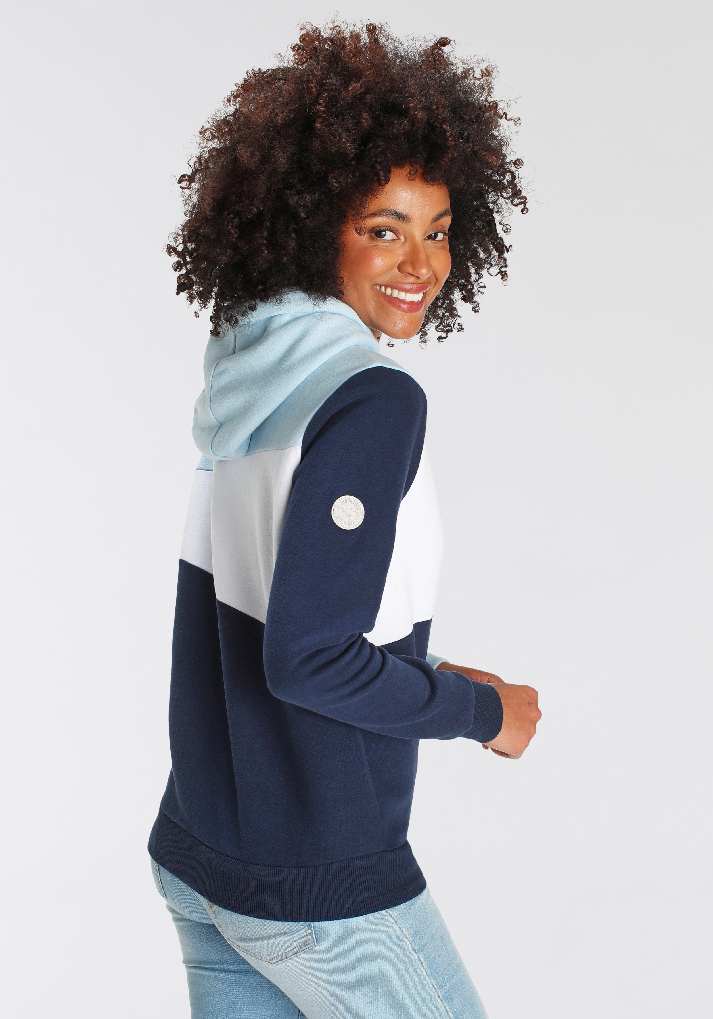 KangaROOS Hoodie Langarm, lockere Passform, Colorblocking-Optik