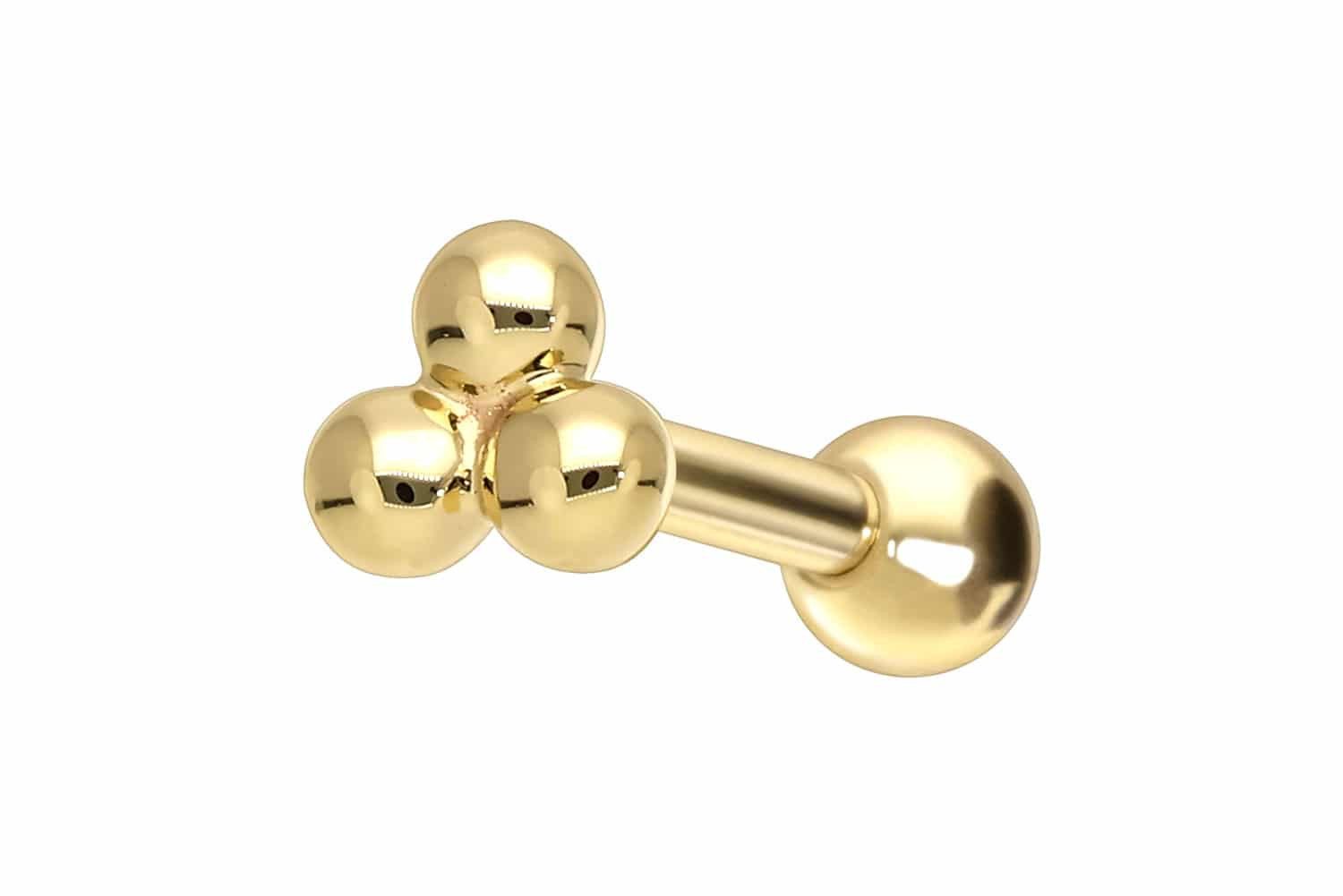 PIERCINGLINE Piercing-Set 14/18 Karat Gold Ohrpiercing 3 KUGELN (Mini-Barbells, 1-tlg)