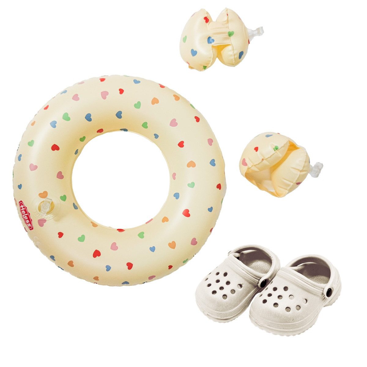 Heless Anziehpuppe Puppen-Schwimmset Herz Konfetti mit Schwimmring, Schwimmflügeln und
